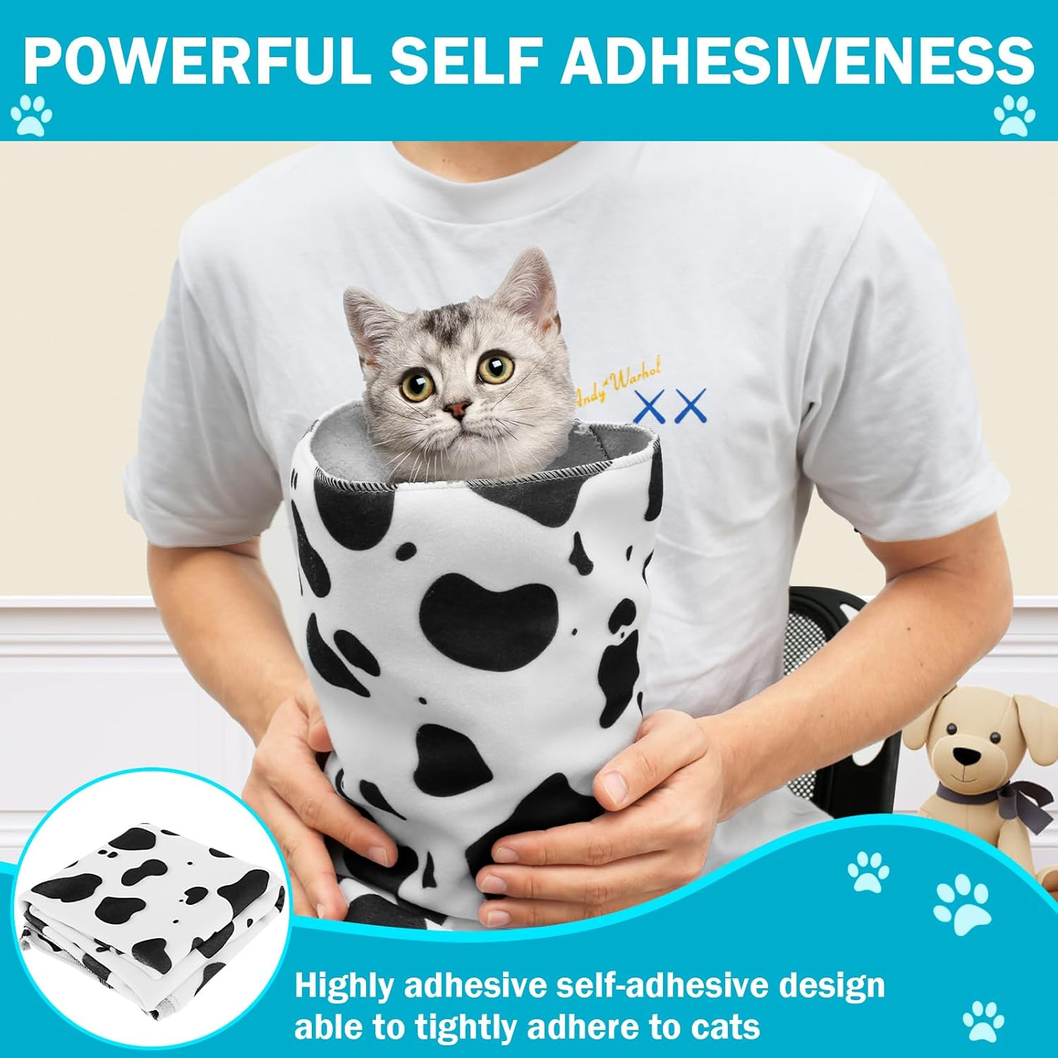 Cat Grooming Wrap Self Adherent Cat Restraint Wrap Soft Cat Wrap Fabric Scratch Cat Swaddle Wrap Multifunctional Cat Wrap Cloth Cat Blanket Wrap for Nail Clipping Cleaning Ears Fulasun.(Black) image number 3