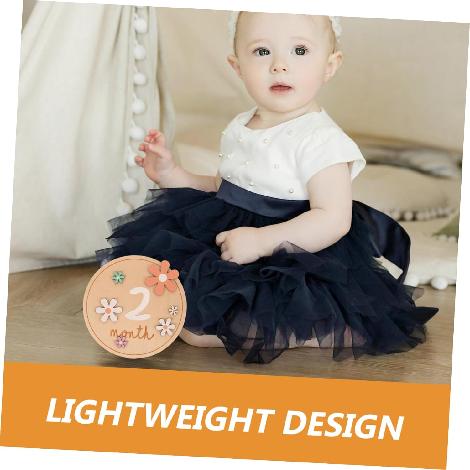 HANABASS Milestone Cards Wooden Monthly Announcement Discs for Newborn Photography Props Lightweight Decor for Showers and Gender Reveals Boxed image number 2