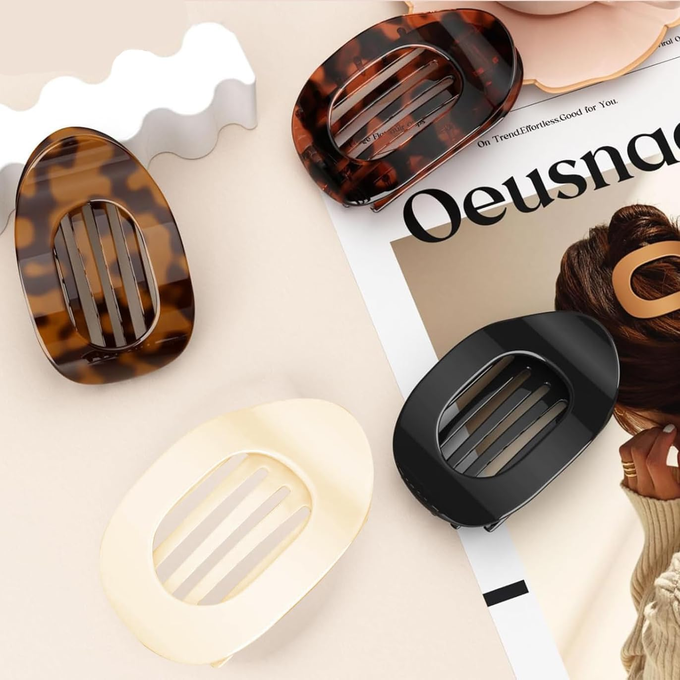 4-Pack of Flat Hair Clips for Women, Strong Fixation, Suitable for Women and Girls, Suitable for Thin and Thick Hair, Daily Use, Curved Design Hair Clips for Lying down and Driving image number 3