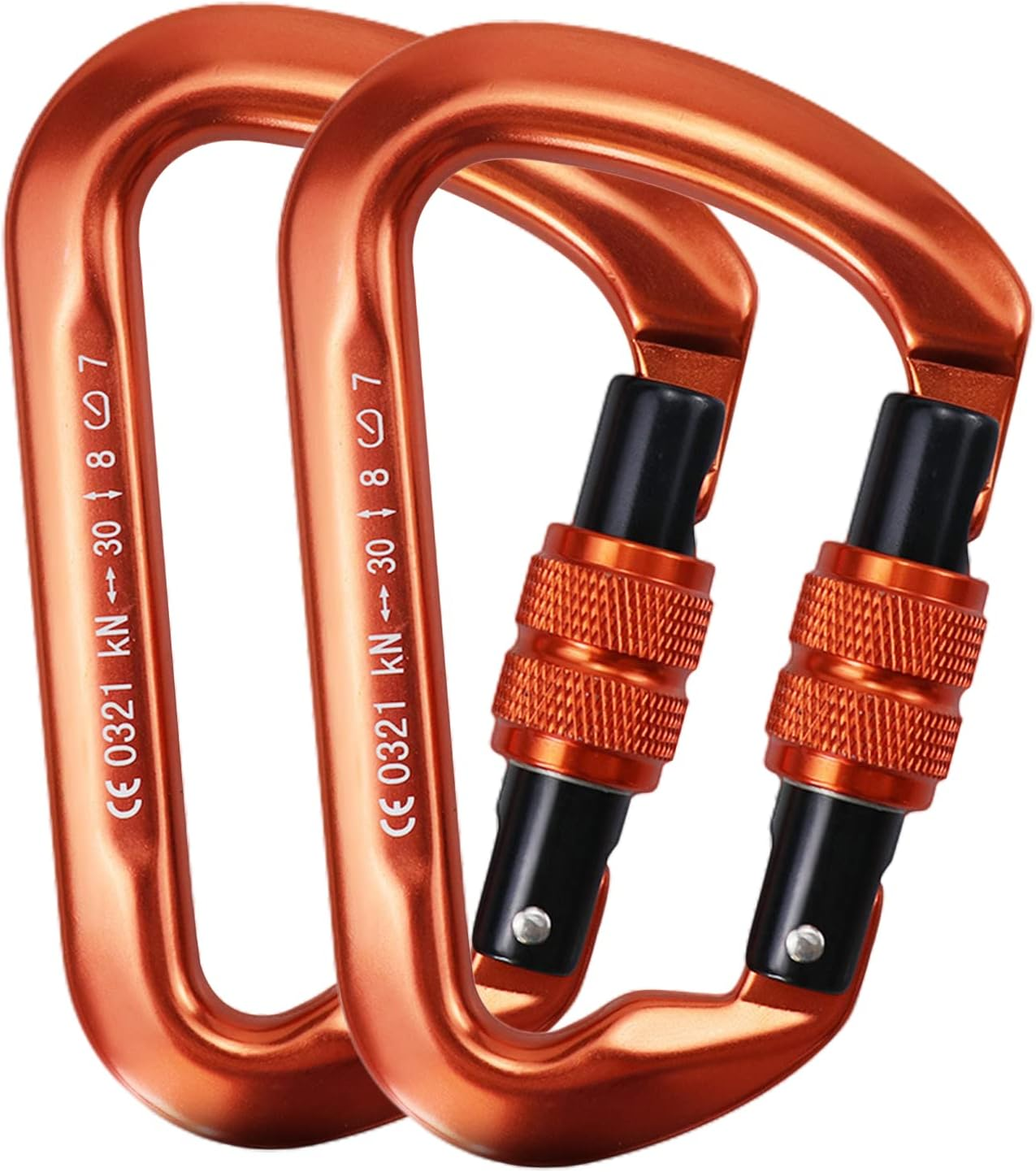 D Type Climbing Carabiner, Aviation Aluminum Alloy 2PCS 30KN Heavy Duty Rock Climbing Carabiner, CE Certified Climbing Buckle for Mountaineering image number 3