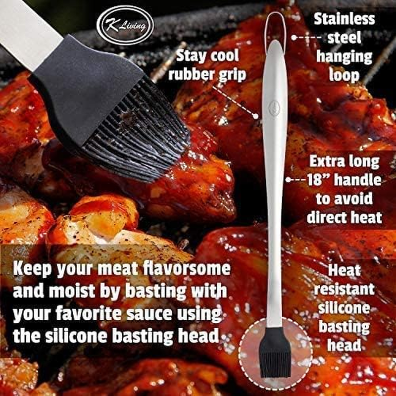 K Living Barbecue Tool Set | AU Company | Perfect for Dad'S | Stainless Steel | Includes, Apron and Chef GAV EBOOK | Easy to Clean and Store | Stylish Design | Long Handles image number 3