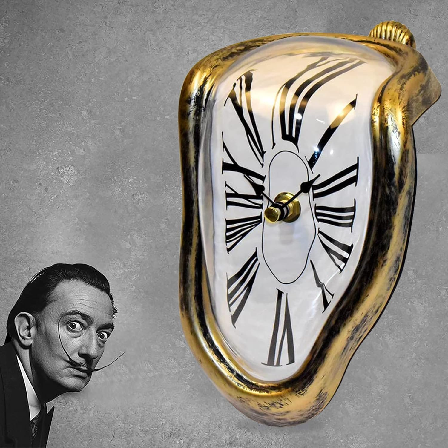 Melting Clock, Salvador Dali Watch Melted Clock for Decorative Home Office Shelf Desk Table Funny Creative Gift，Rome Antique Gold image number 6