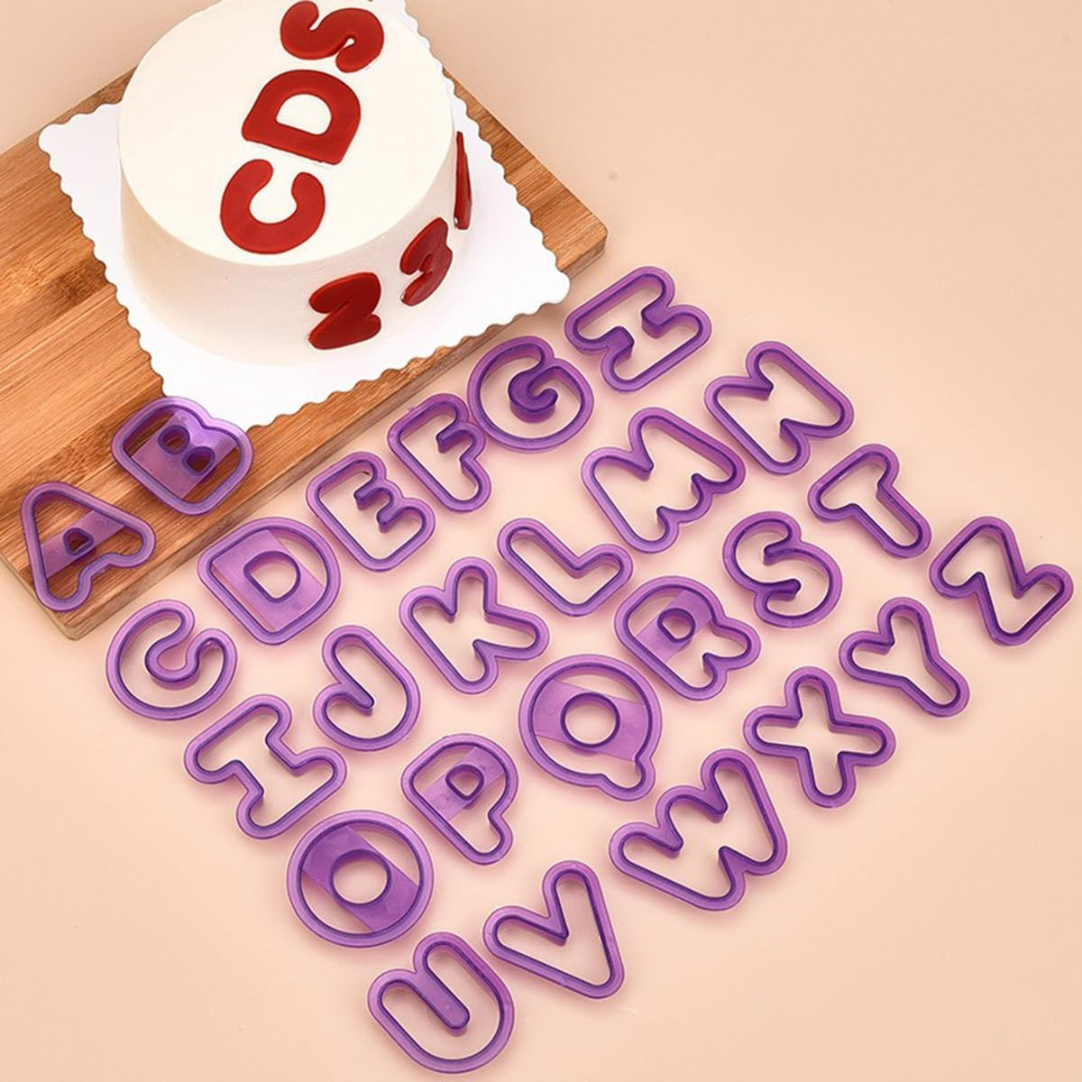 26Pcs Large Alphabet Cookie Cutters Plastic A-Z Letter Biscuit Fondant Cutters Mould for DIY Sugarcraft Biscuit Pastry Baking (Alphabet) - Alphabet image number 5