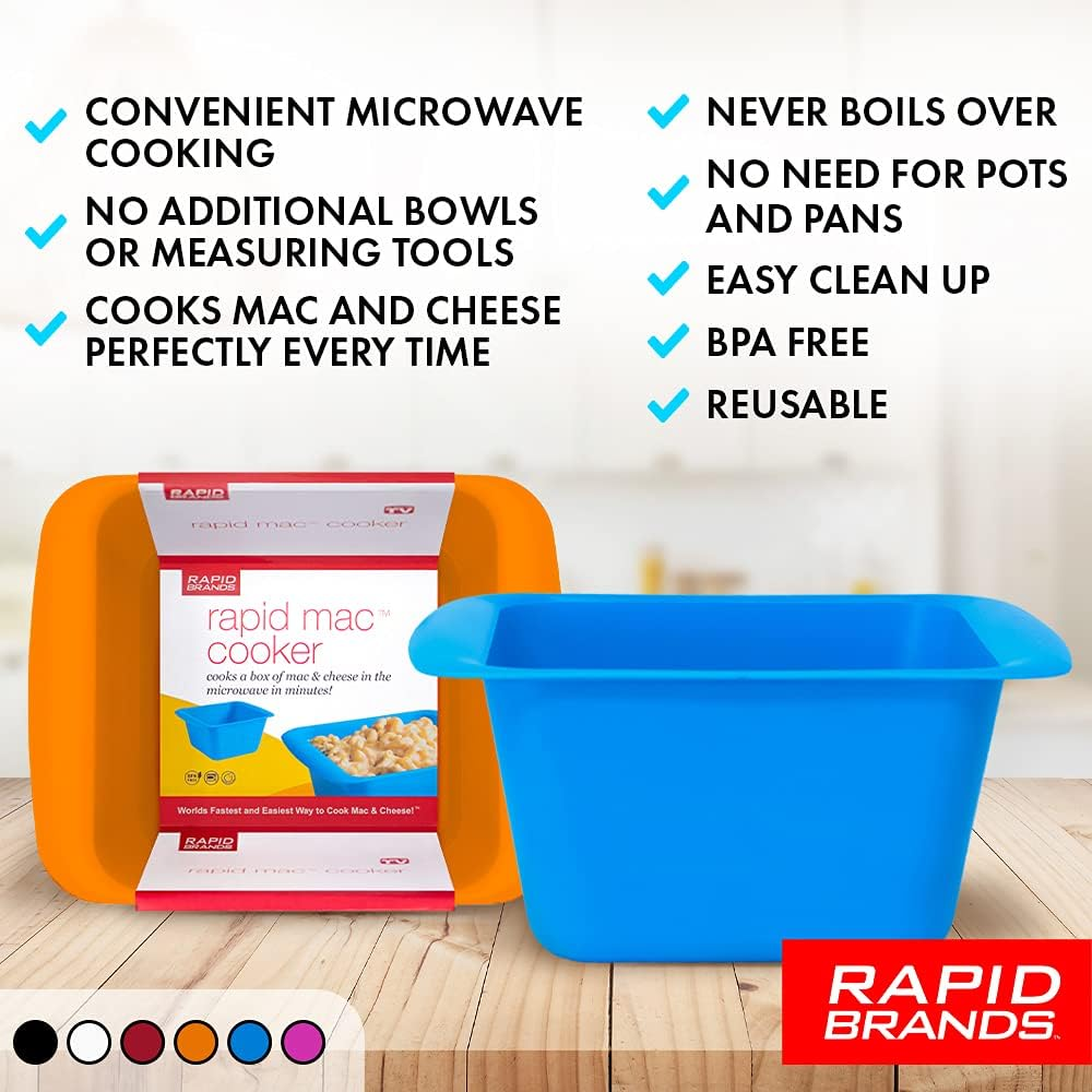 Rapid Mac Cooker | Microwave Macaroni & Cheese in 5 Minutes | Perfect for Dorm, Small Kitchen or Office | Dishwasher Safe, Microwaveable, Bpa-Free | Black