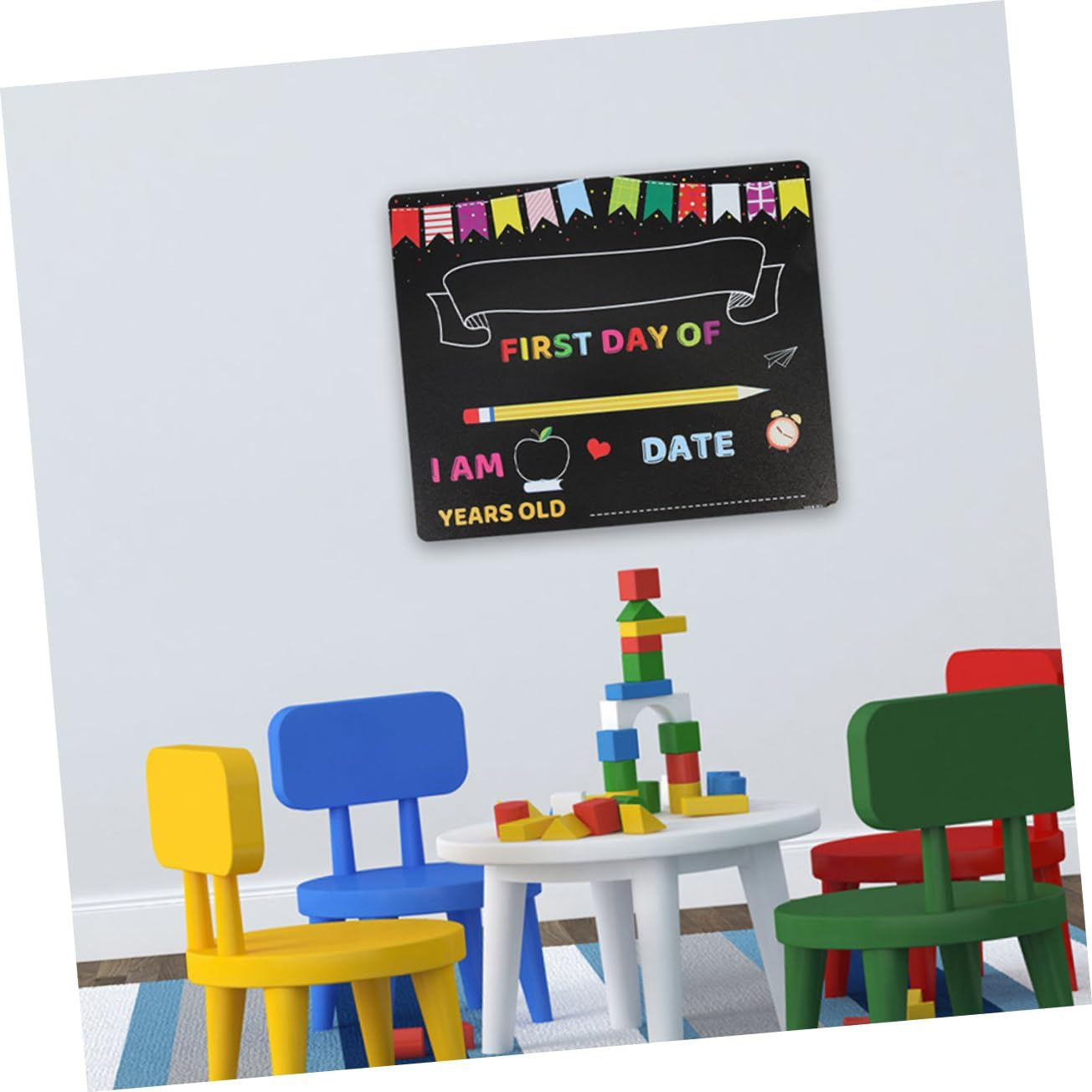 UTHCLO Kindergarten Chalkboard Sign Multi-Functional School Board for Children image number 3