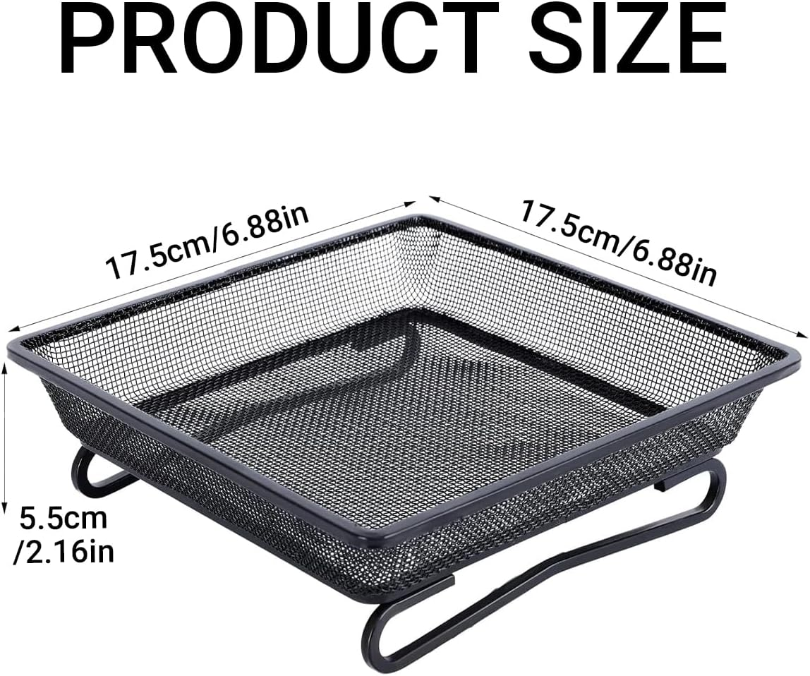 AIMALL Metal Bird Feeder Tray Iron Wire Square Mesh Platform Feeder with Wave Design Easy-Clean Fine Net Ground Feeder for Garden Birds 6.88In X 6.88In X 2.16In Black image number 5