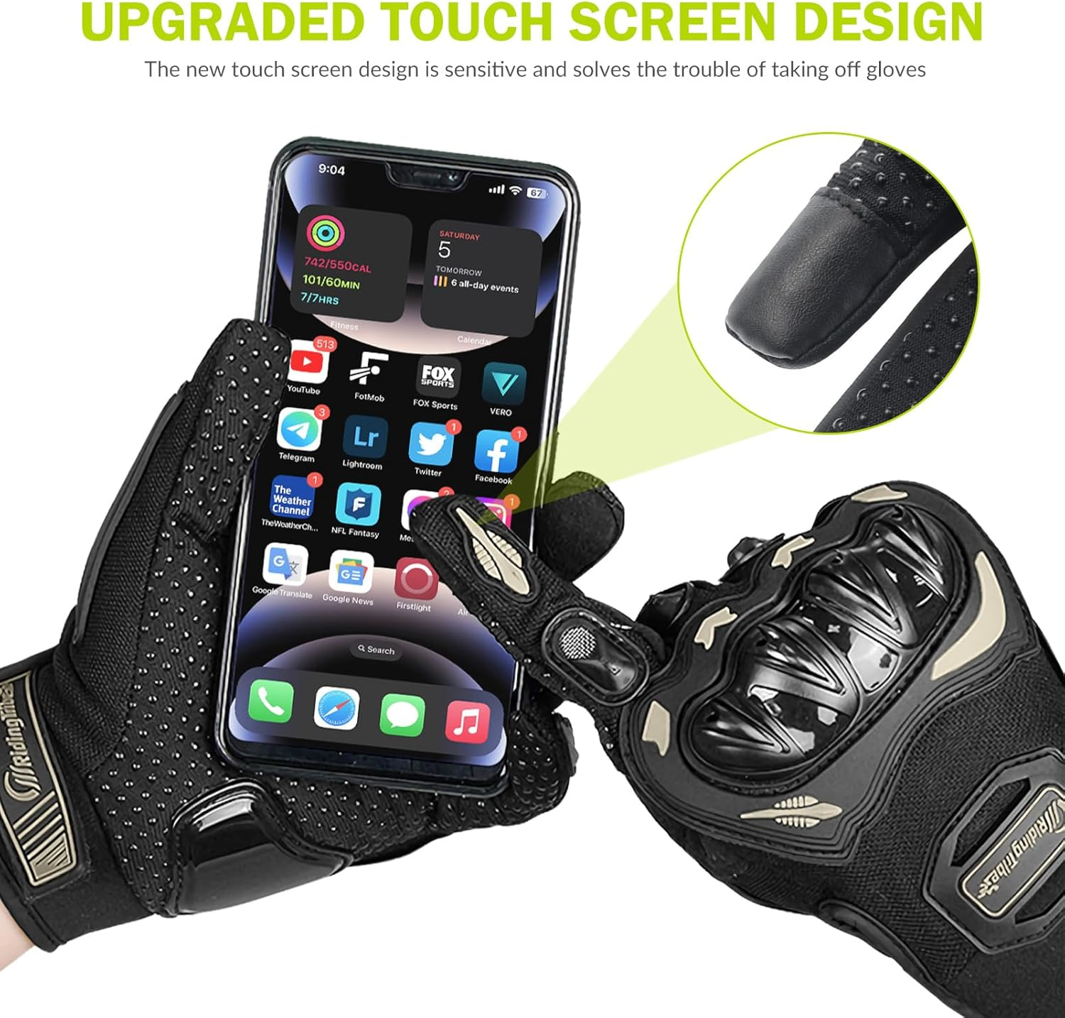 Motorcycle Gloves Winter Cold Weather Warm Touchscreen Waterproof Windproof Protective Gear Motorcycle Gloves for Men and Women, Full Finger Motorbike Gloves image number 1