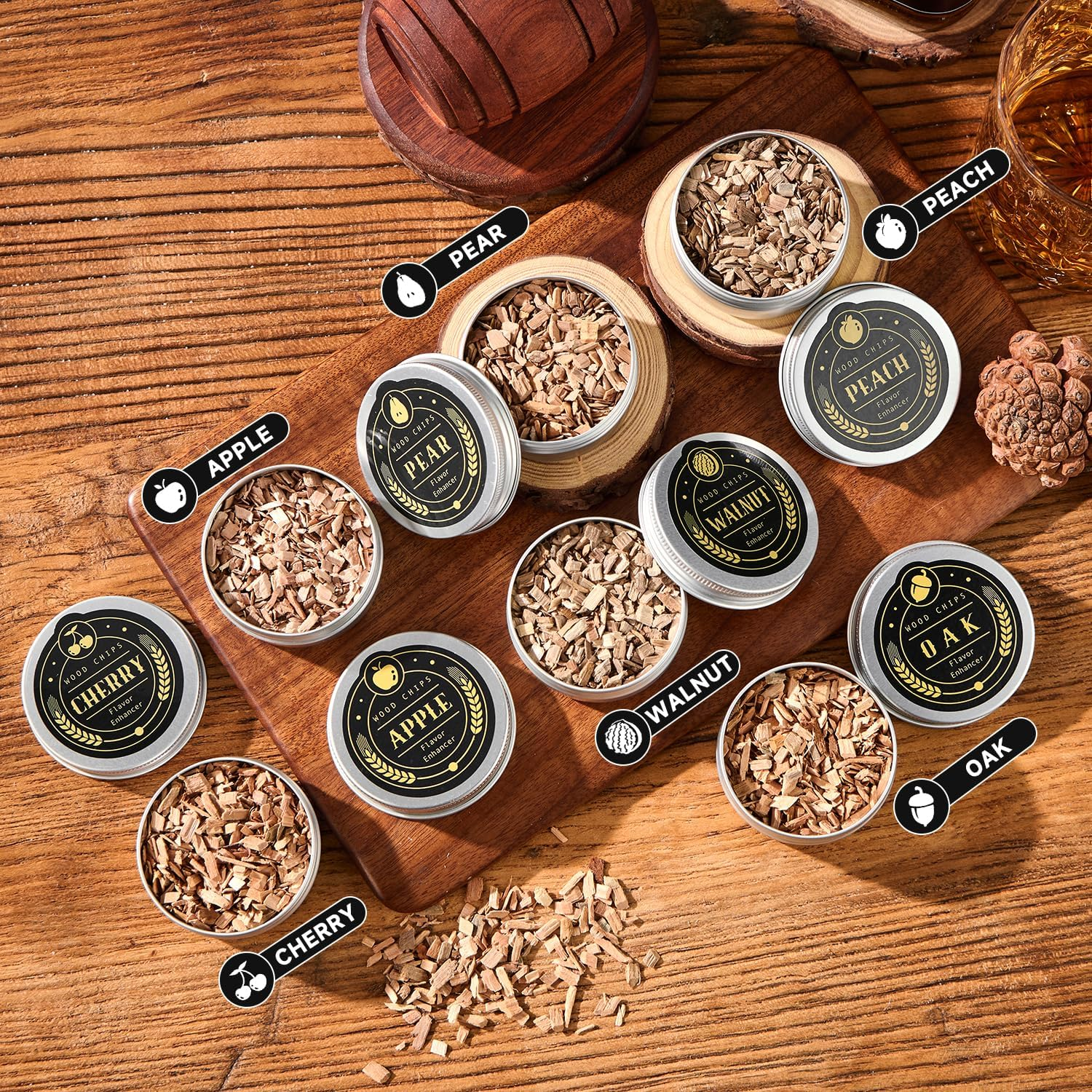 Whiskey Smoker Kit with Torch - 6 Flavors Wood Chips, 2 Glasses, 2 Ice Ball Molds - Cocktail Smoker Infuser Kit, Old Fashioned Drink Smoker Kit, Birthday Bourbon Whiskey Gifts for Men,Dad(No Butane) image number 1