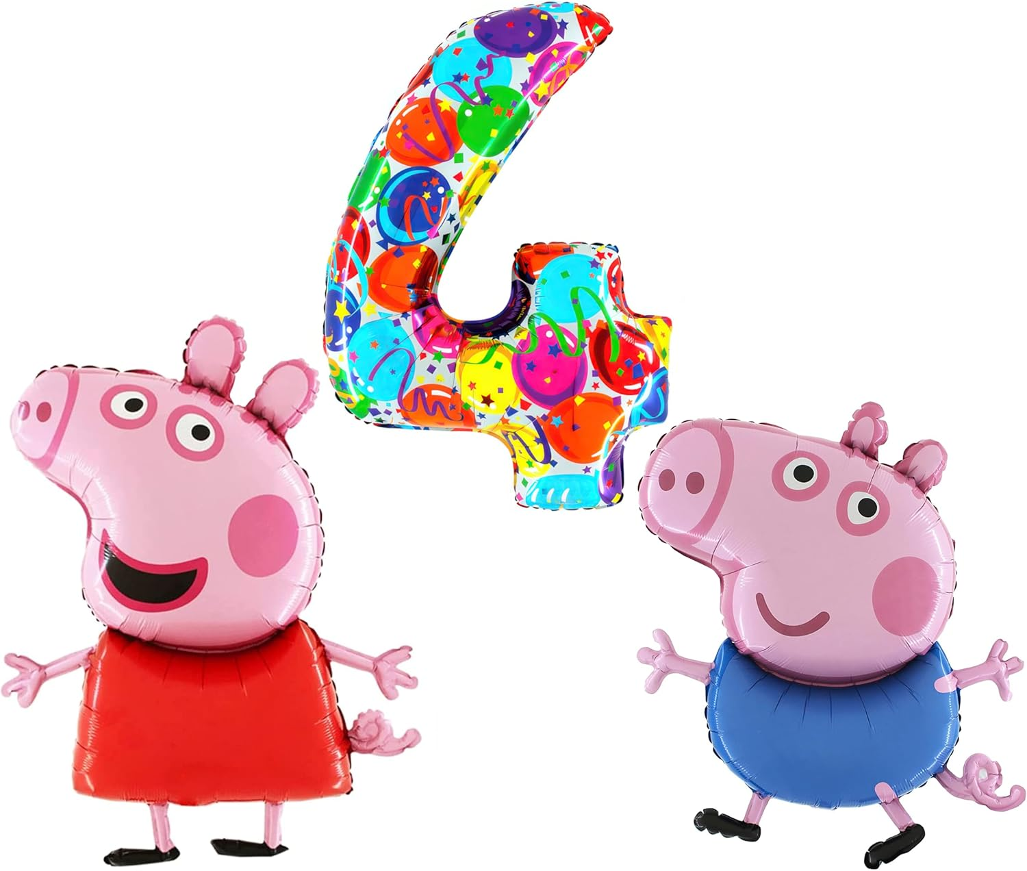 Toyland&reg; Peppa & George Pig Foil Balloon Pack - 2 X 37" Character Shape Balloons & 1 X 40" Number Balloon - Kids Party Decorations image number 2