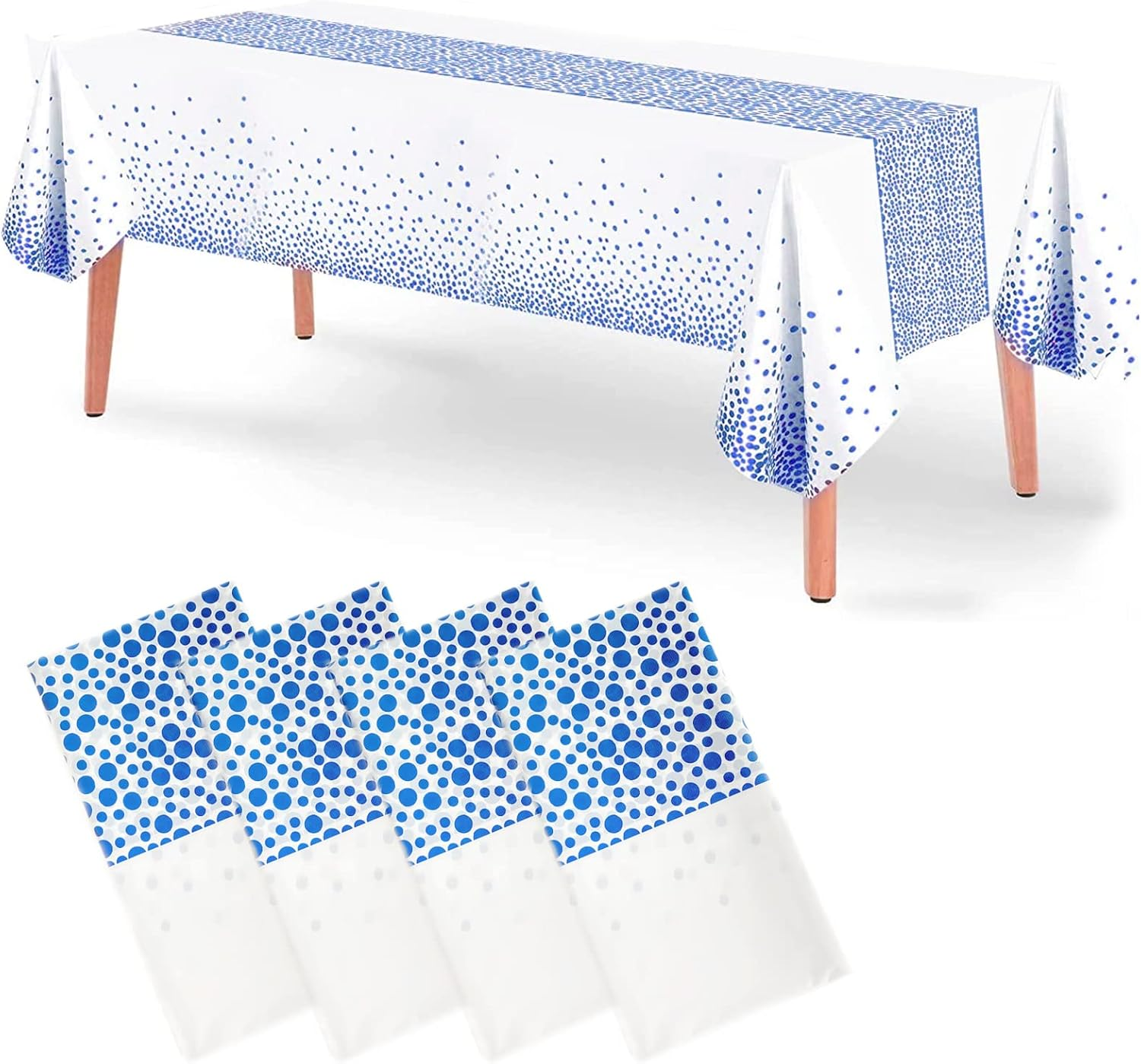 Disposable Plastic Tablecloths, 4 Pack White and Pink Sequins Tablecloth 54" X 108" Party Table Cover Table Runner for Rectangle Tables up to 8 Ft and Birthday Wedding Christmas New Year BBQ Banquet