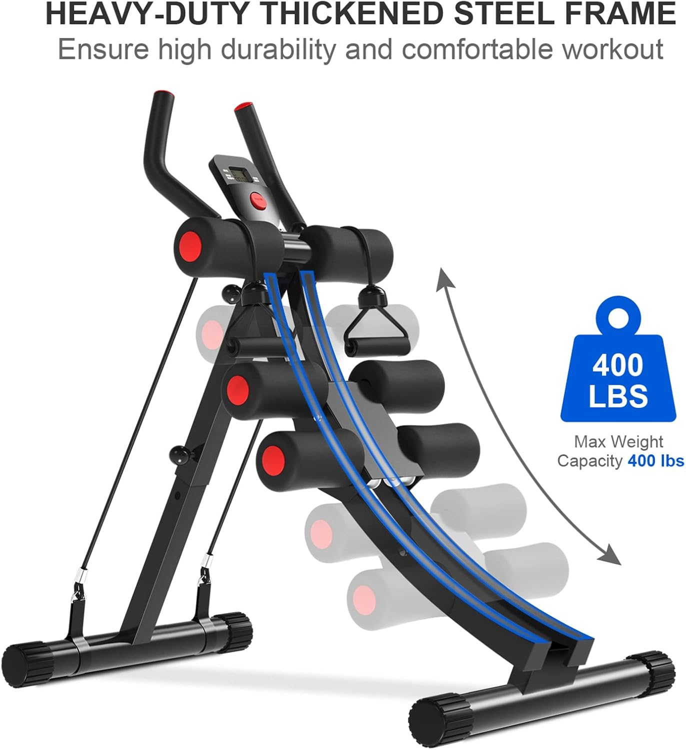 COSTWELL Ab Machine Abs Workout Equipment for Strength Training,Adjustable Ab Exercise Equipment for Stomach Workout,Foldable Core Abdominal Waist Trainer for Home Gym with Two Resistance Bands image number 4