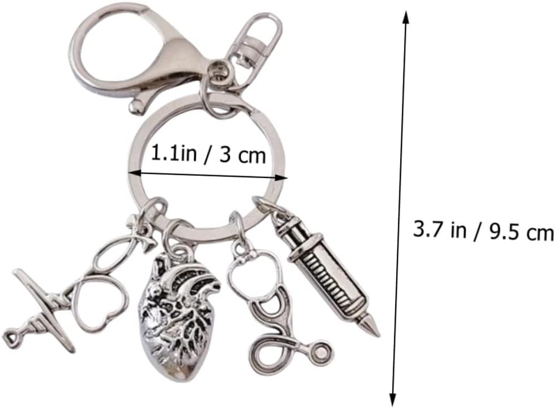 WRITWAA 2Pcs Metal Keychain Holder Heart Design Keyring for Doctor Gifts Party Supplies Decor image number 6