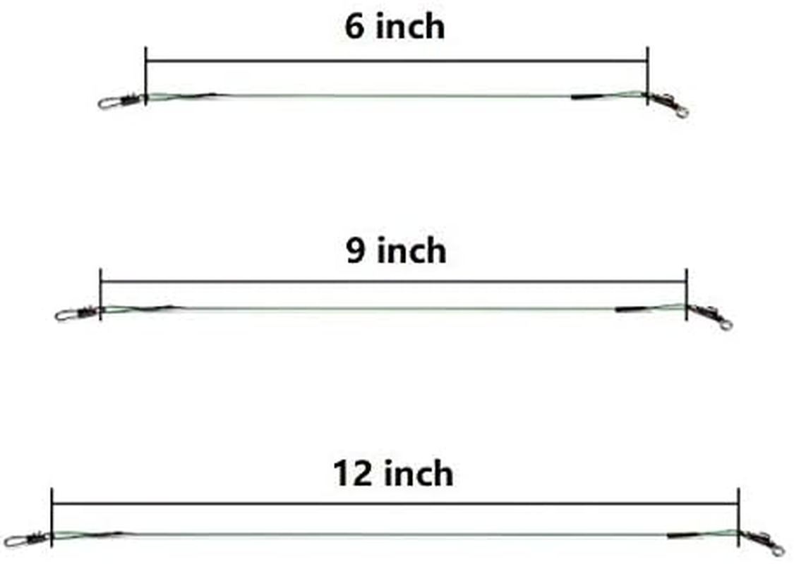 LIKEFISH 60Pcs Fishing Wire Leaders Nylon-Coated Fishing Line Wire Leaders with Swivels and Snaps 6Inch, 9Inch, 12Inch image number 4