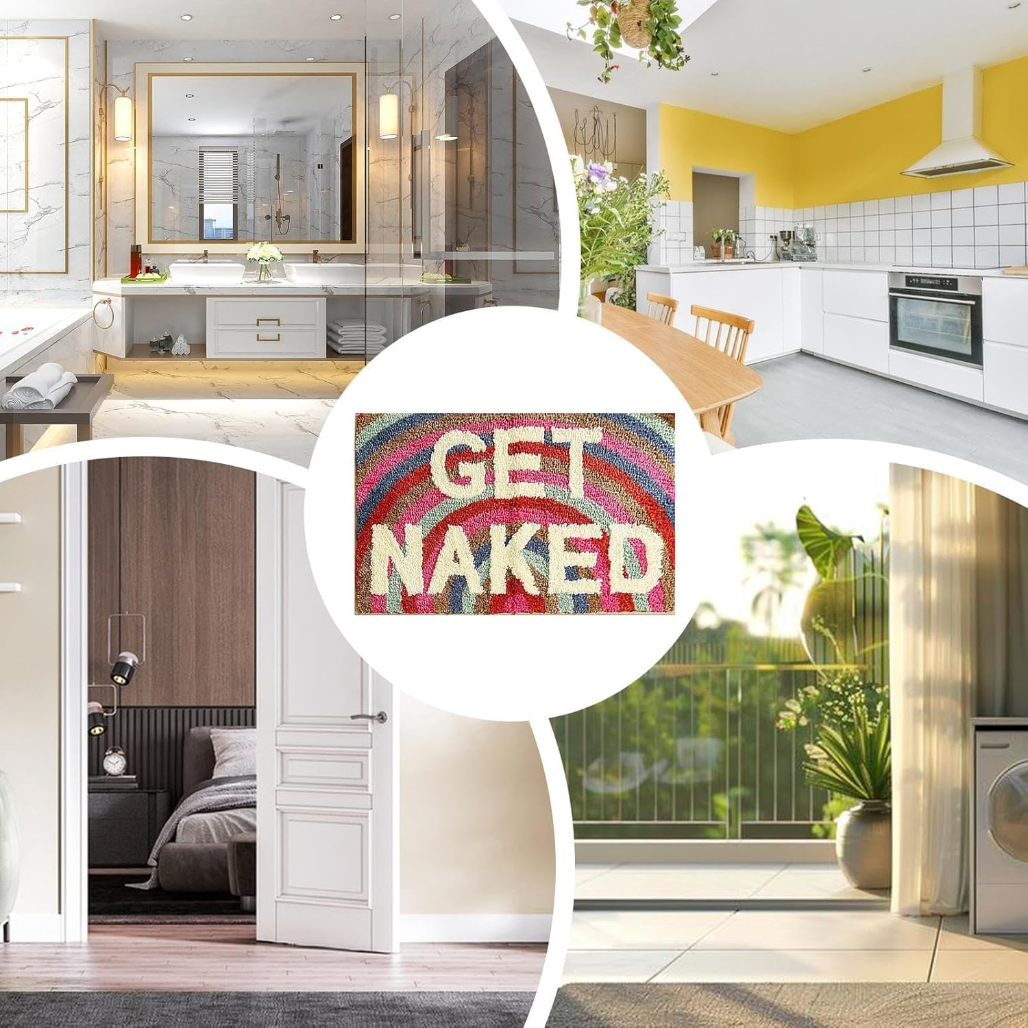 Super Absorbent Bathroom Mat - Funny Bathroom Floor Mat Carpet Rug - Fun Text Design Bath Mat for Guest Suite, Dormitary, Apartment, Hotel, Bathroom, Vacation Home