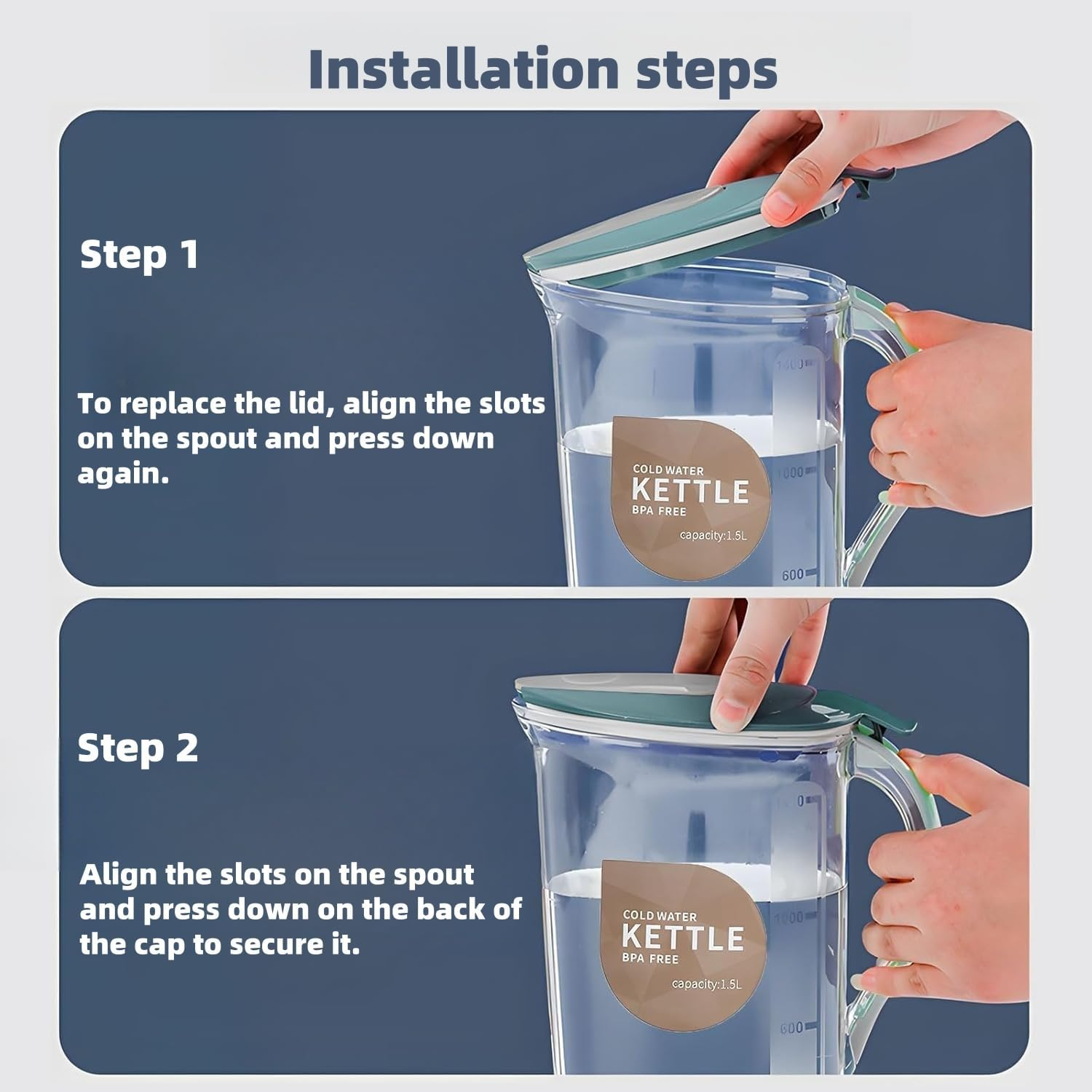 Water Jug Set &ndash; 2.1L/70Oz Bpa-Free Fridge Pitcher Set with 4 Cups & Cleaning Brush | Slim Space-Saving Jug for Juice, Cold Drinks, Tea & Milk image number 1