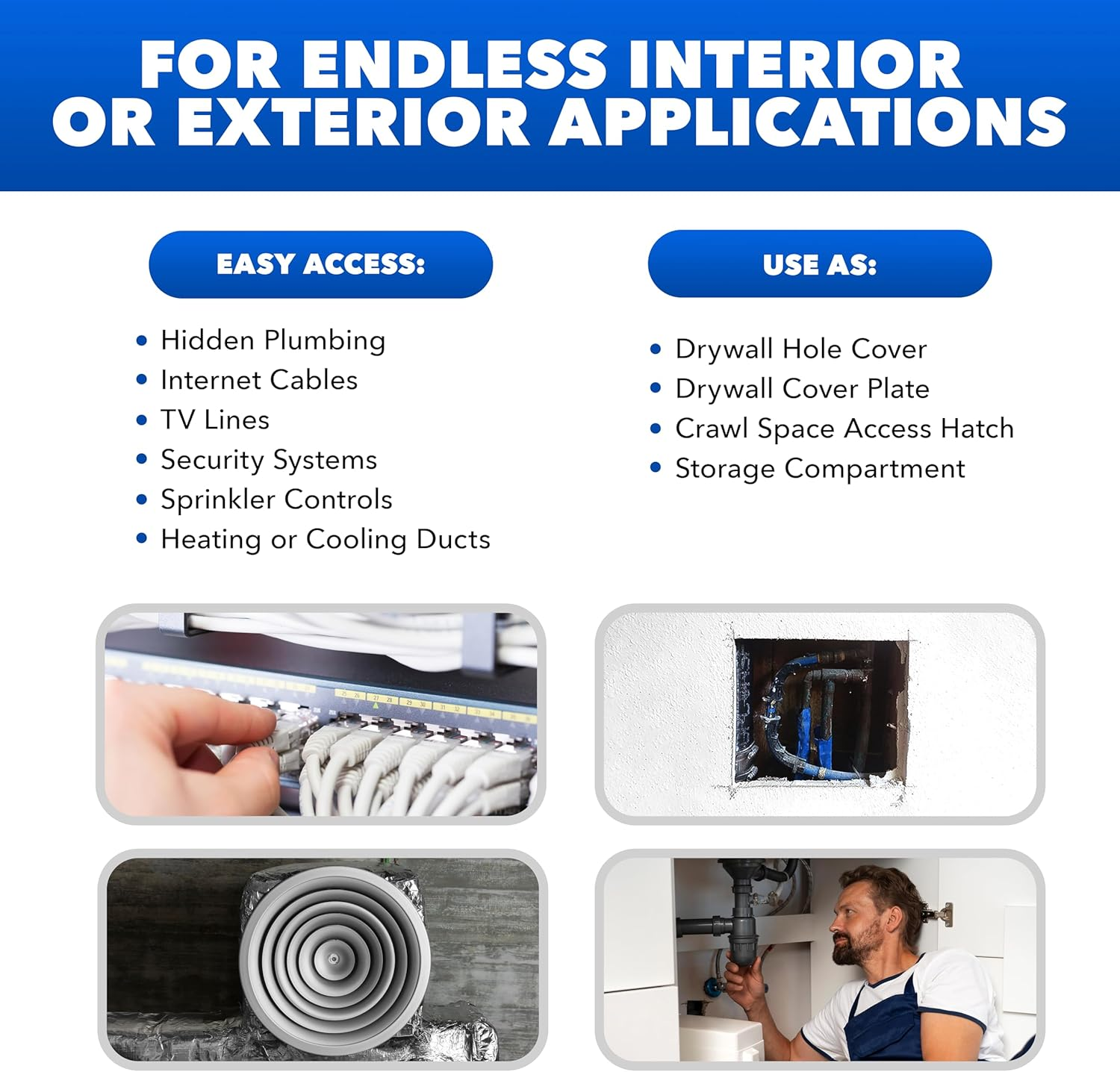 4X6 Access Panel for Drywall- Plumbing Access Panel Ceiling Access Panel Drywall Panel Attic Access Door for Wall, Ceiling, Made from Impact-Resistant Plastic (4"X6") image number 1