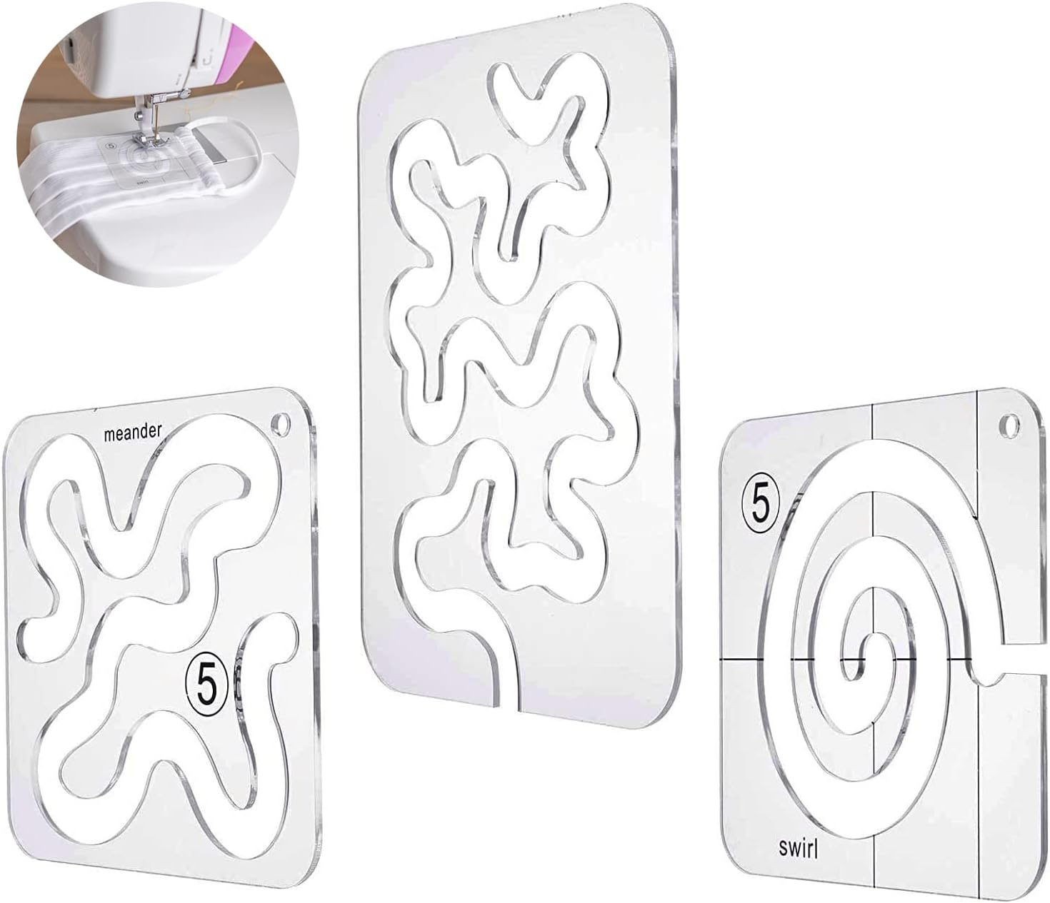 3Pcs Quilting Template Acrylic Quilting Ruler Template Free Motion Quilting Stencil Plastic Templates Transparent Sewing Ruler Set for DIY Patchwork Sewing Machines image number 1