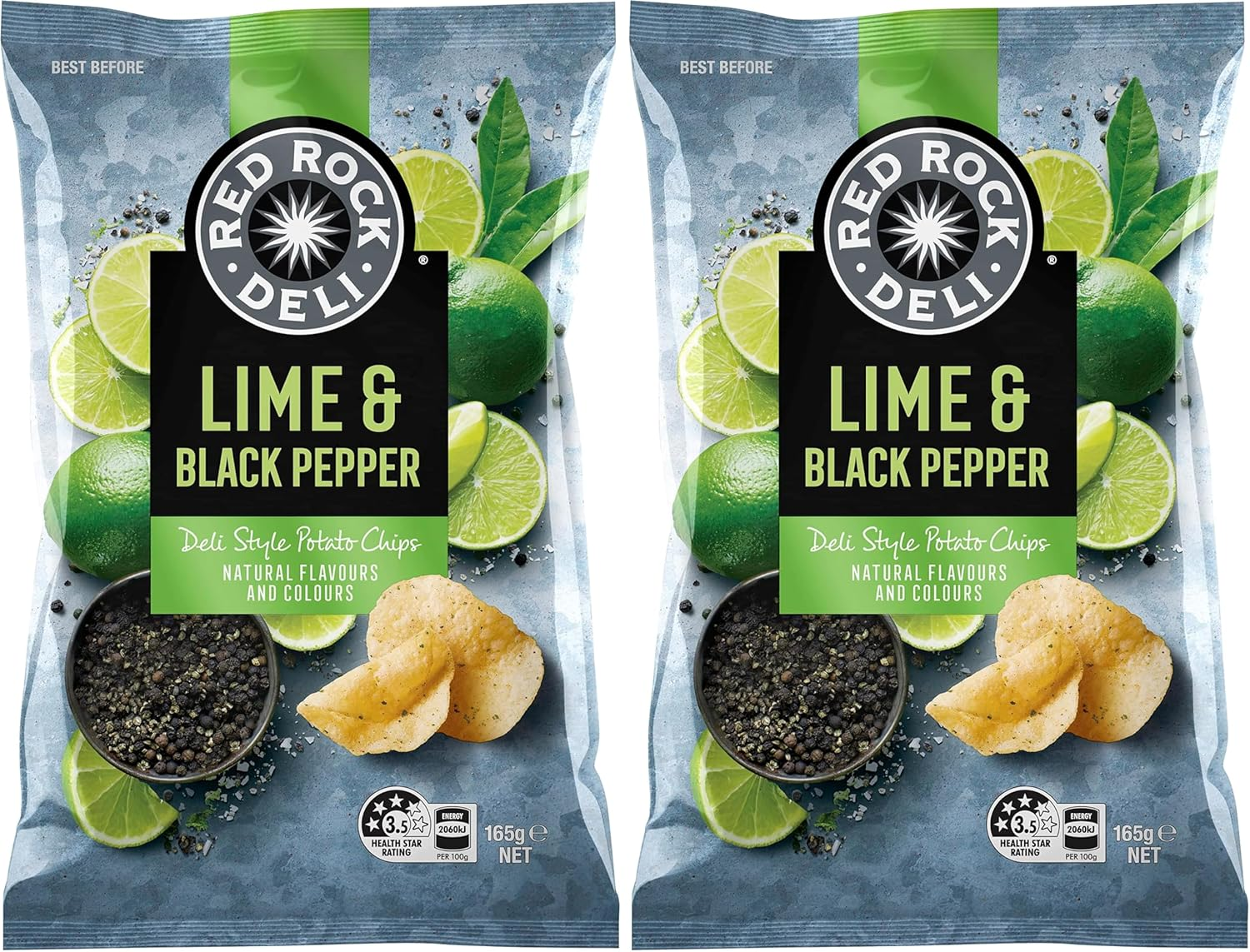 Red Rock Deli Potato Chips Share Pack Lime & Pepper 165G image number 1