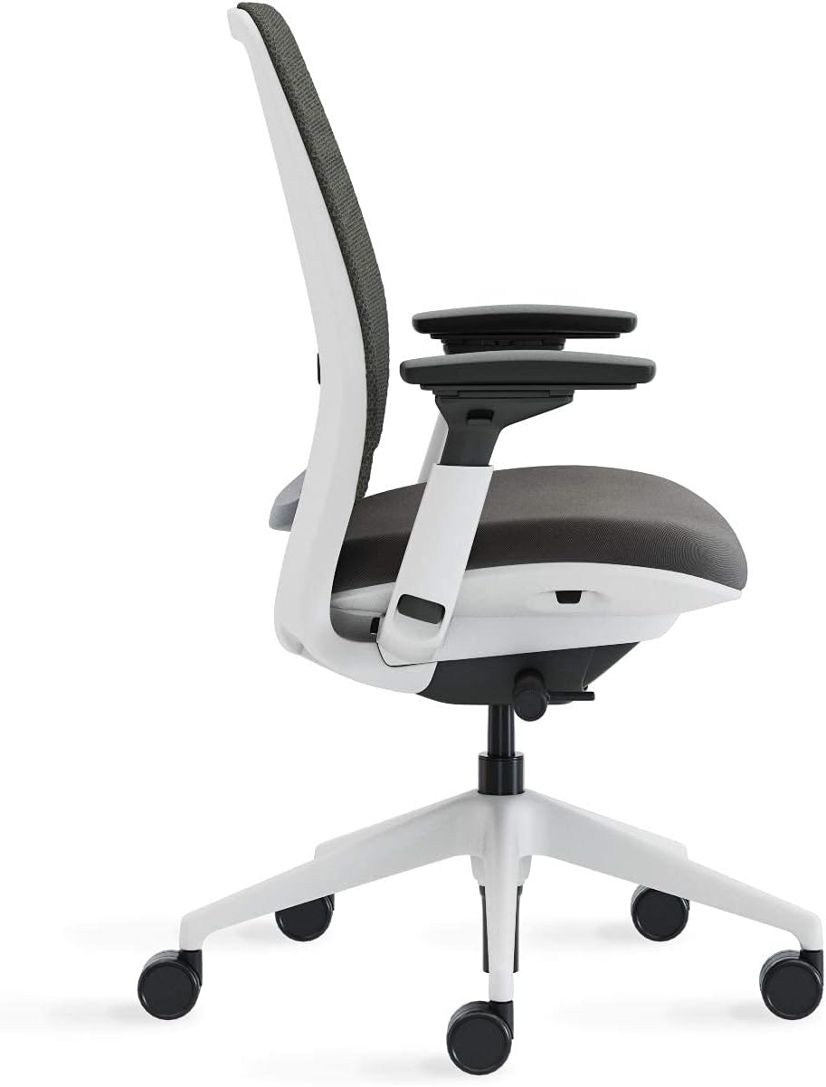 Steelcase Series 2 Ergonomic Office Chair, 3D Microknit Licorice Back, Graphite Grey Fabric Seat; Seagull White Frame, Adjustable Lumbar, Seat Depth Adjustment, Breathable Mesh Back image number 4