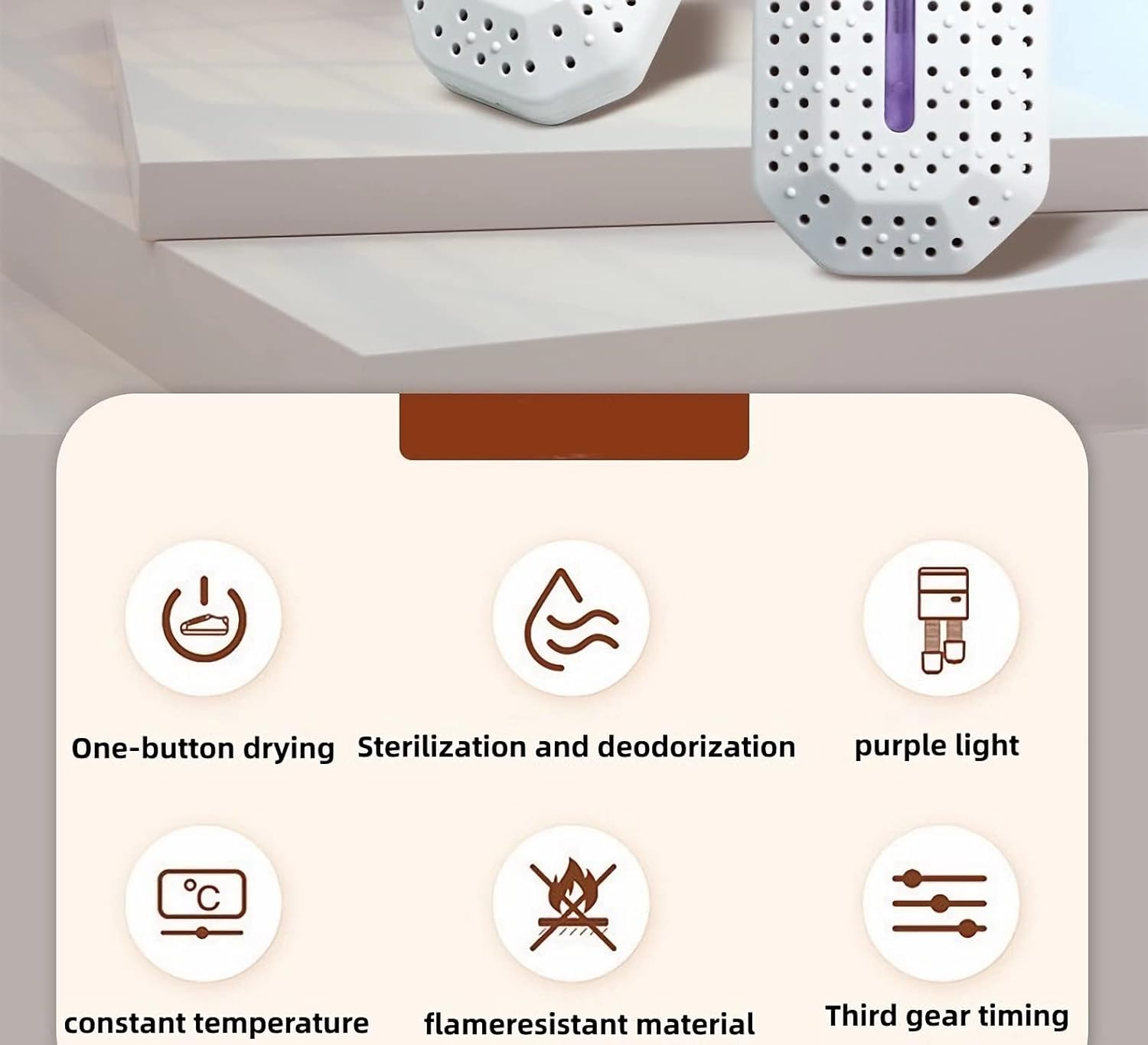 Shoe Dryer-Portable, Three Speed Timing, Intelligent Constant Heat, Violet Sterilization, Heating Deodorization, Flame Retardant Material Safety and Environmental Protection,Usb Ports image number 5