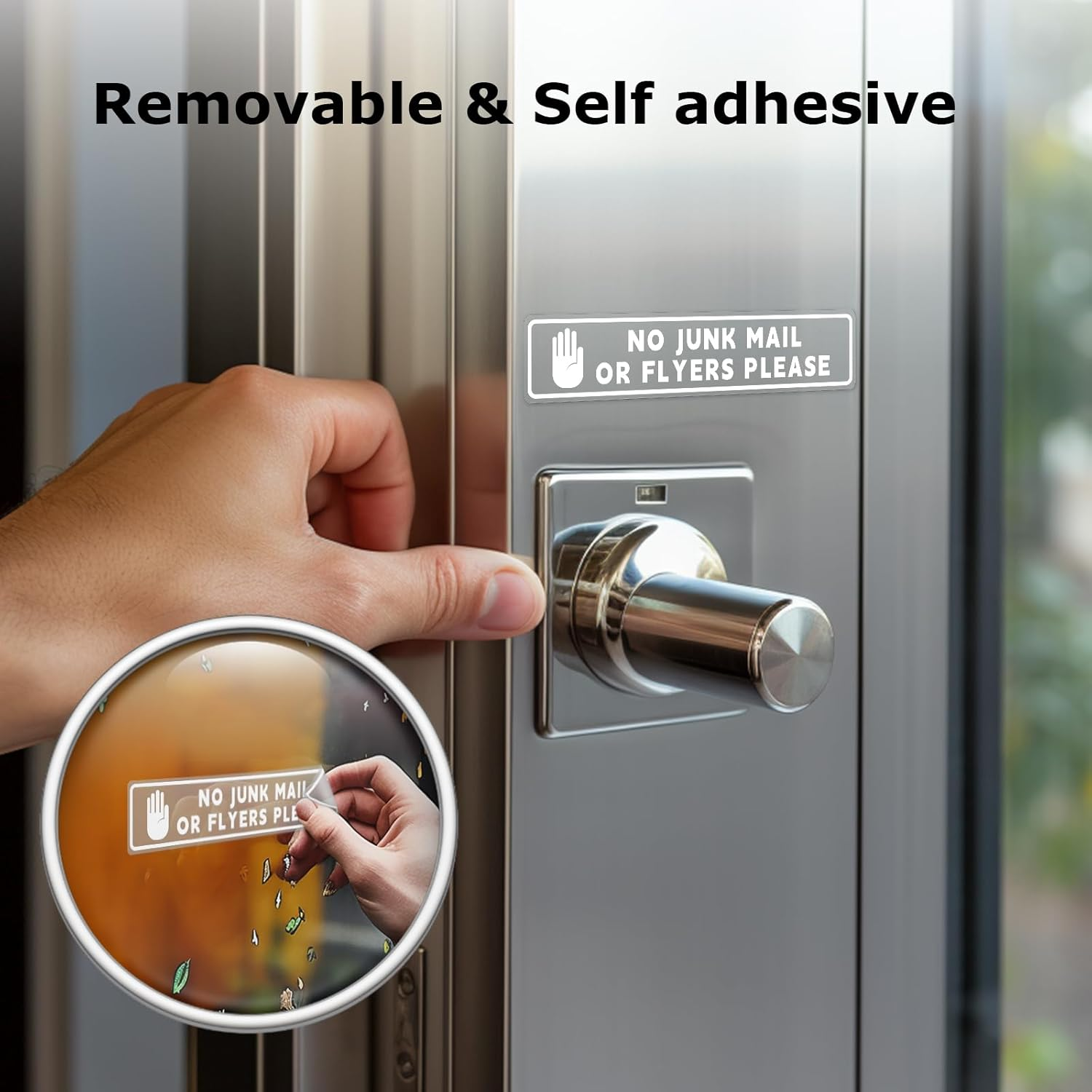 No Junk Mail or Flyers Leaflets Please 18 X 3.5 Cm Self Adhesive Vinyl Window Transparent Sticker 10 PCS Security Warning Sign Removable Waterproof for Letterbox Door Parcel Box Outdoor image number 3