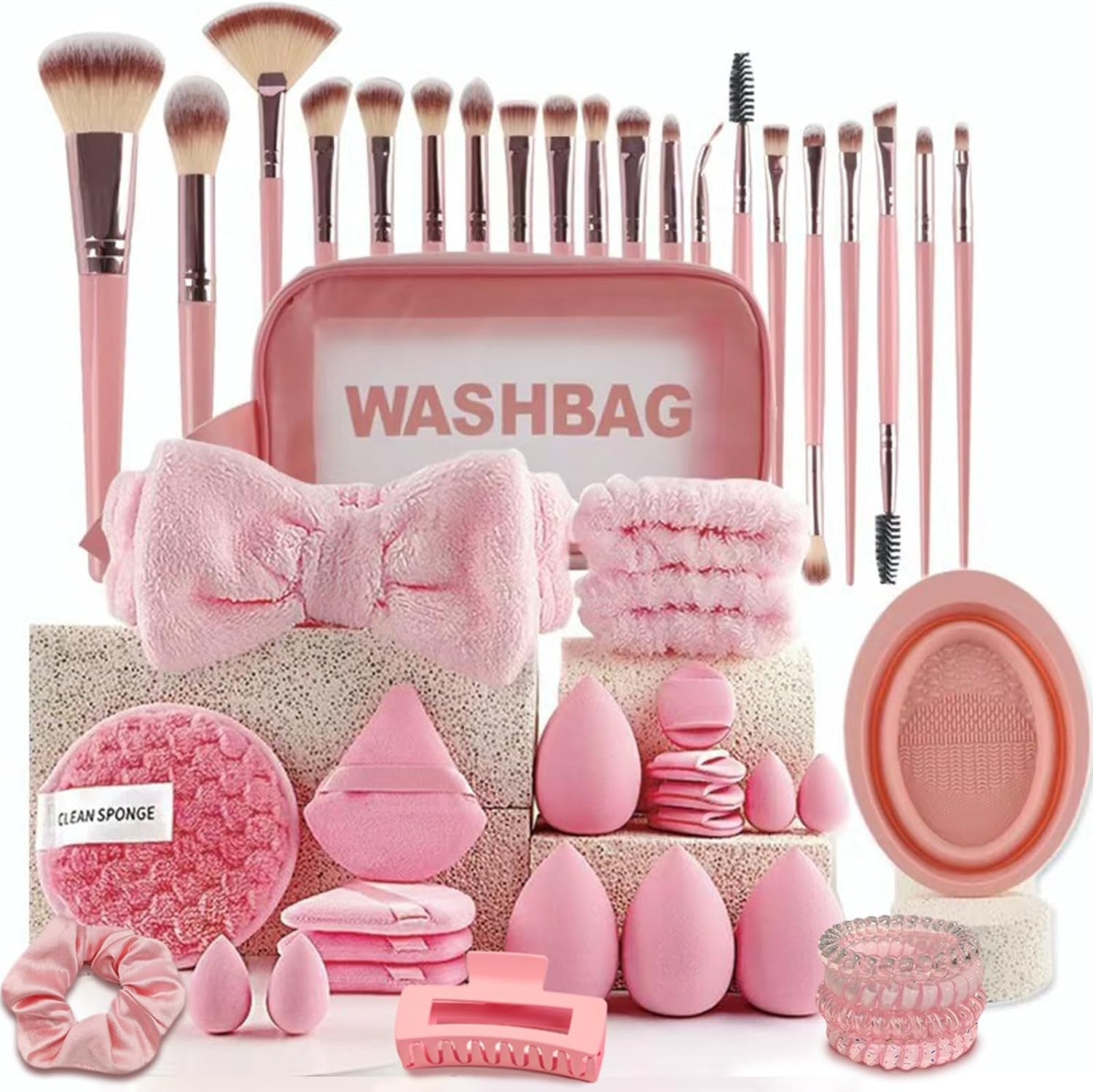 Atrccs 48Pcs Makeup Brushes Set, Professional & Newbie-Friendly Foundation Powder Concealers Eye Shadows Blush Makeup Brushes Tool Set, Premium Synthetic Facial Makeup Accessories with Bag