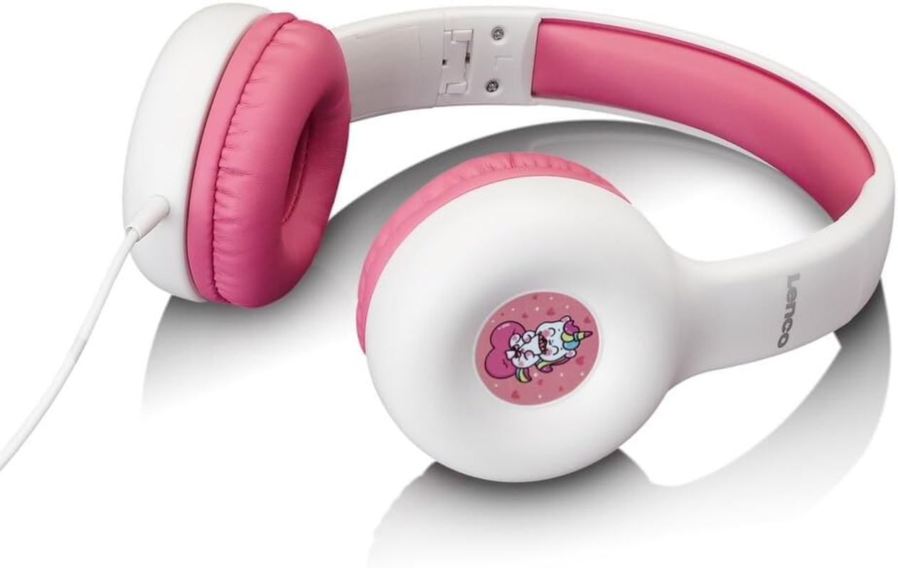 Lenco HP-010 Headphones for Children - Volume Limiting to 85Db - Soft Ear Parts - 120 Cm Cable - with Stickers - White/Pink image number 4