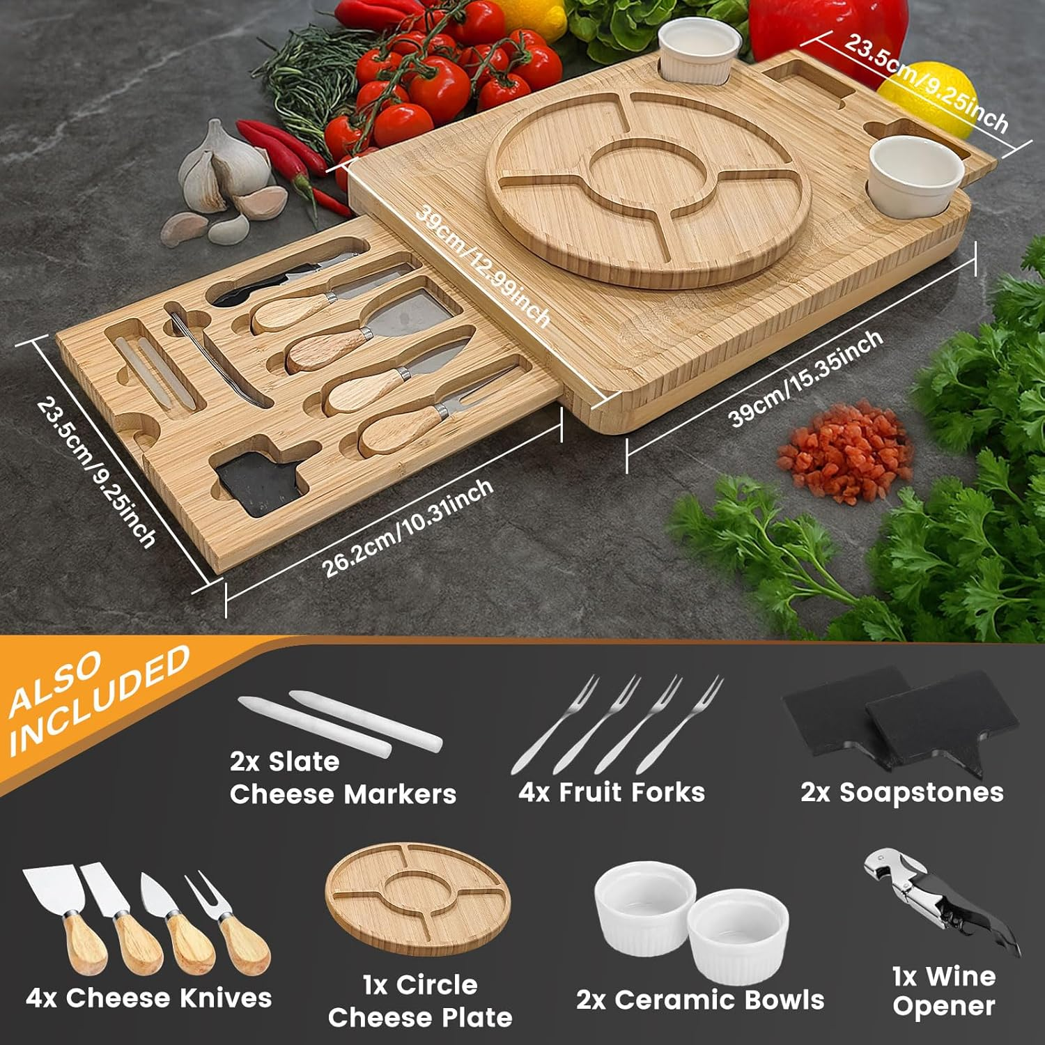 Rule Lie Cheese Board - House Warming Gifts for New Home, Unique Bamboo Charcuterie Boards Set with Knife Set & Accessories, Wedding & Birthday Present for Women, Serving Platter Tray for Wife Her Mum image number 1