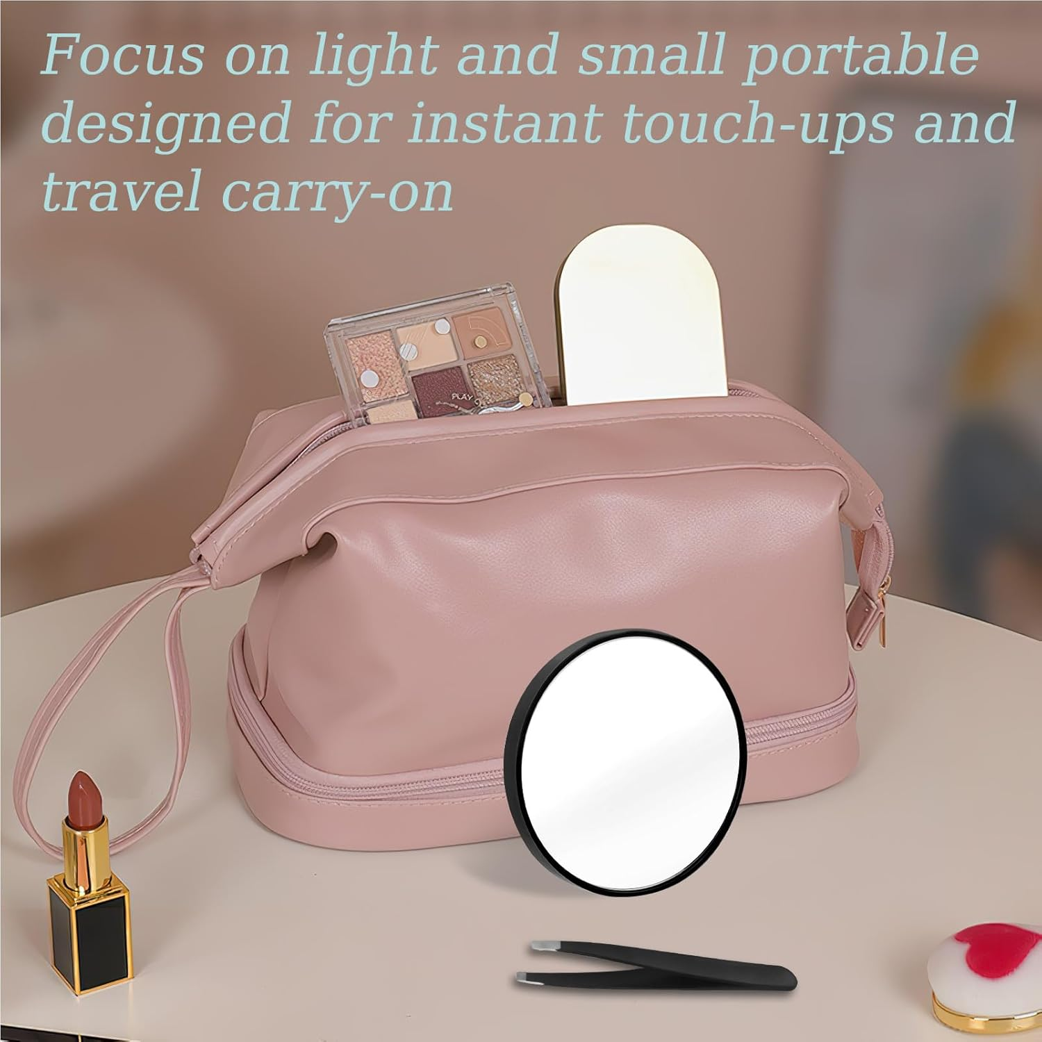 30 X Magnifying Mirror, Small Magnifying Mirror with Suction Cup and Tweezers, 3.5 Inch Travel Mirror for Makeup, Eyebrow Waxing and Facial Care, Ideal for Men and Women, Compact