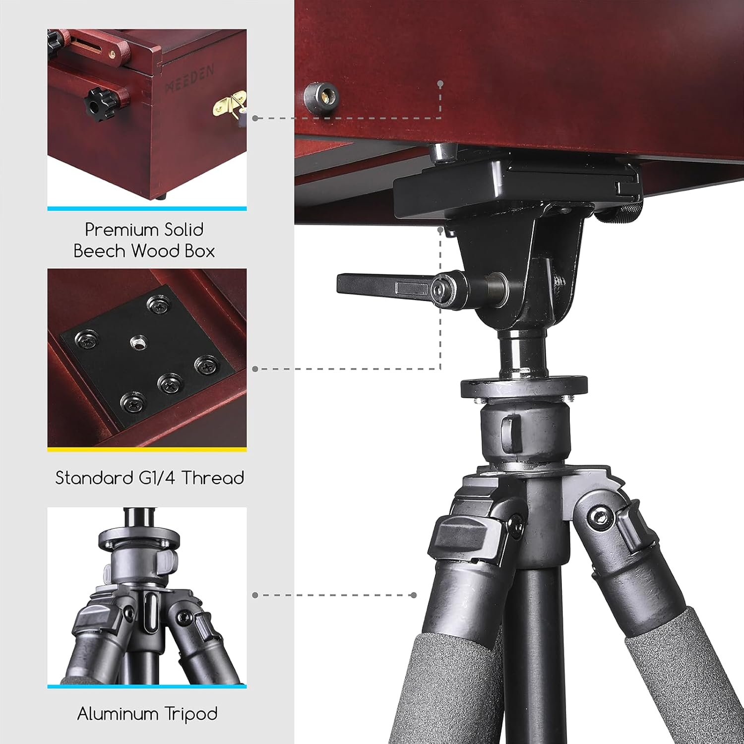 MEEDEN Plein Air Easel, Portable Tabletop Easel for Painting, Aluminum Travel Tripod with Nylon Carry Bag, Tripod Easel Stand for Displaying Outdoor