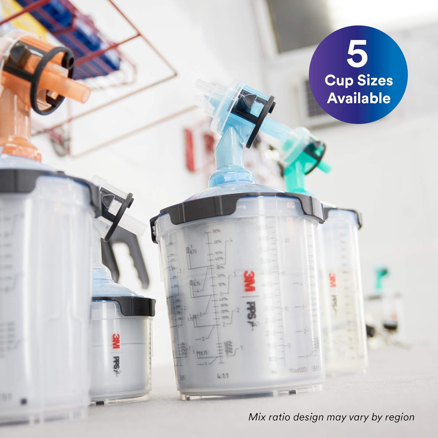 3M PPS 2.0 Spray Gun Cup, Lids and Liners Kit, 26325, Large, 28 Ounces, 125-Micron Filter, Use for Cars, Furniture, House and More, 1 Paint Cup, 50 Disposable Lids and Liners, 32 Sealing Plugs - 22 Oz (Standard) image number 3