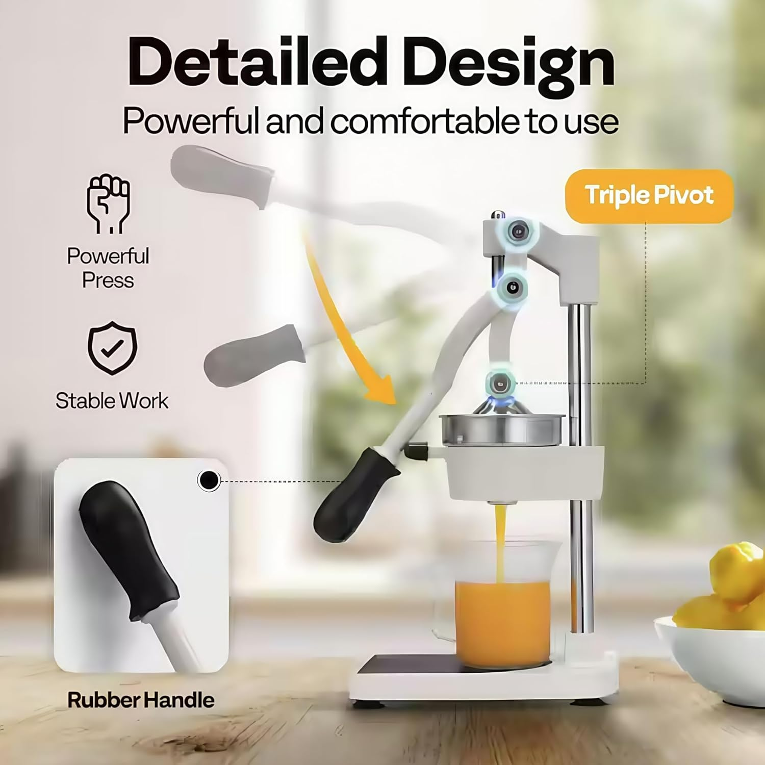 Longfng Heavy Duty Manual Juicer, Metal Hand Press Citrus Juicer Machine, Orange & Lemon Squeezer Fruit Juice Extractor image number 5