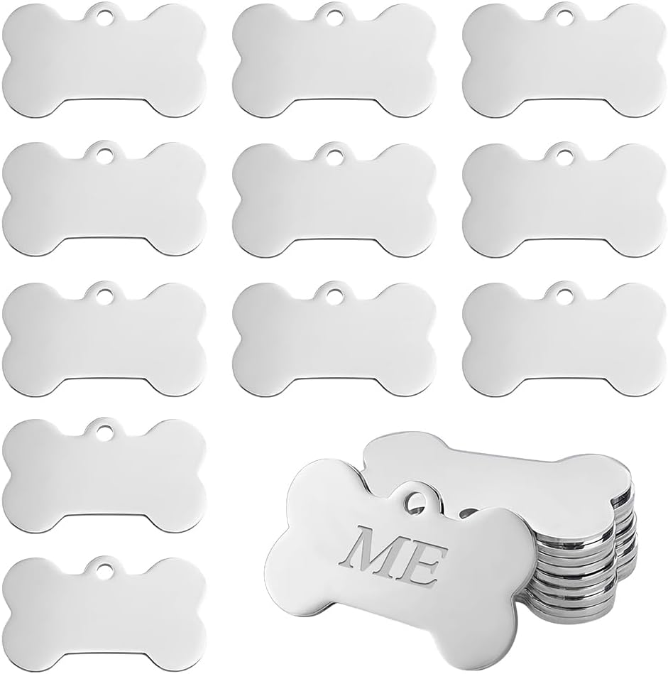 PH Pandahall 28Pcs 304 Stainless Steel Dog Tags Bone Shape Pet Nameplate Blanks Cute Dog Cat Tag Blanks Personalized Pet ID Tags for Laser Engraving DIY Crafts 1.9X1.1 Inch, Hole: 4Mm image number 4