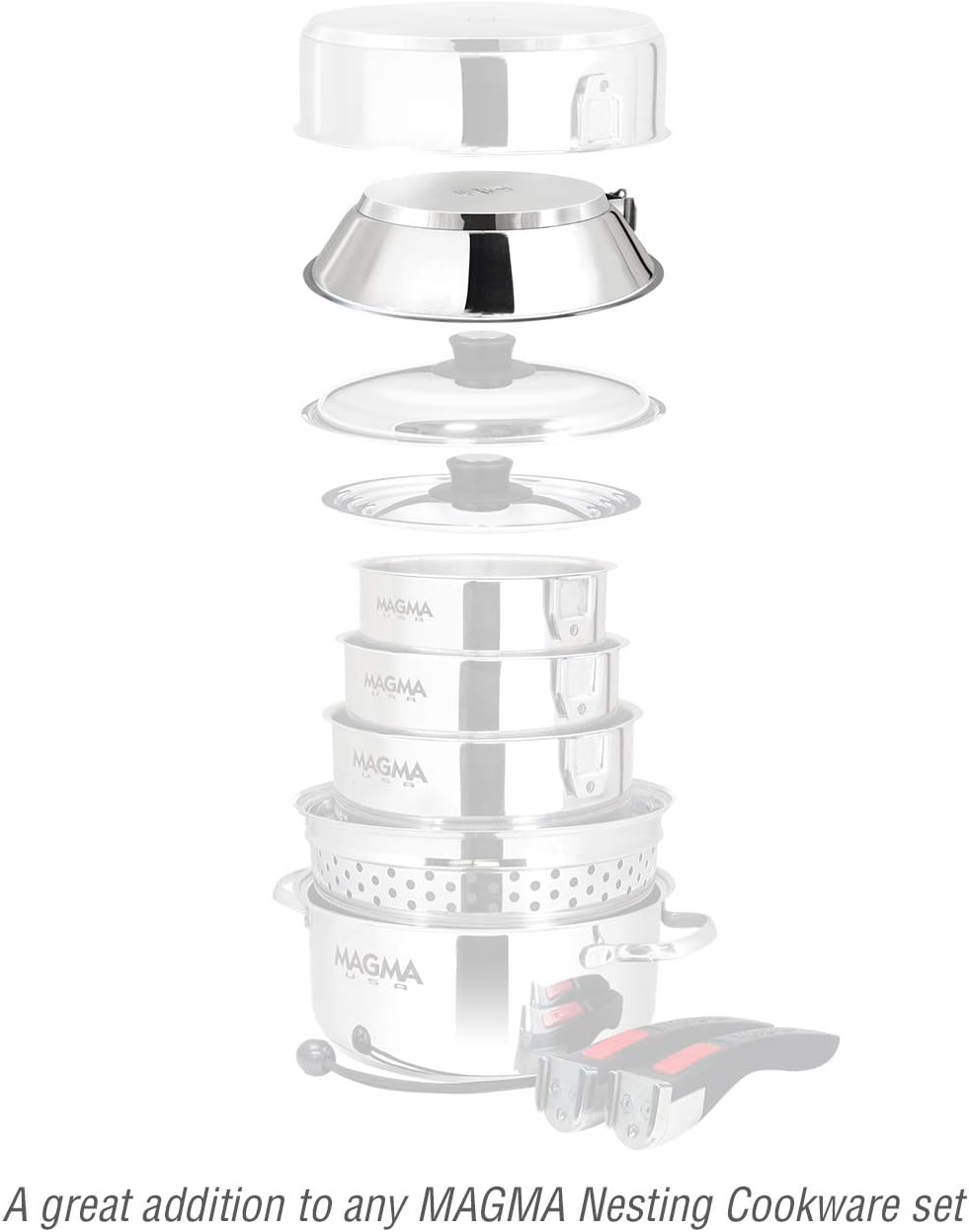 Magma A10-369-2-IND Wok/Saut&eacute;/Omelette Pan, Induction Cook-Top, Stainless Steel with Ceramica Non-Stick