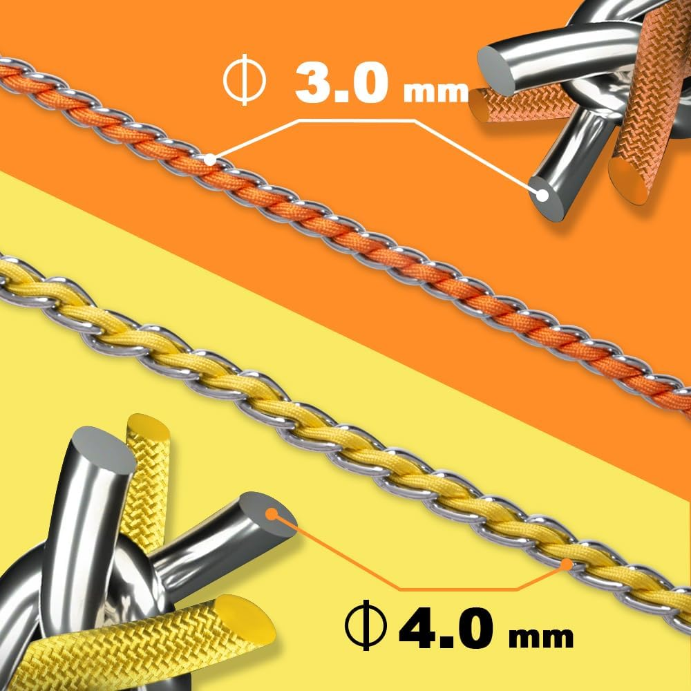 TSPRO Chew Proof Dog Leash Stainless Steel Dog Leash Metal Chain Training Dog Leash with Soft Handle for Medium Large Dog(4Mm,Yellow) image number 4