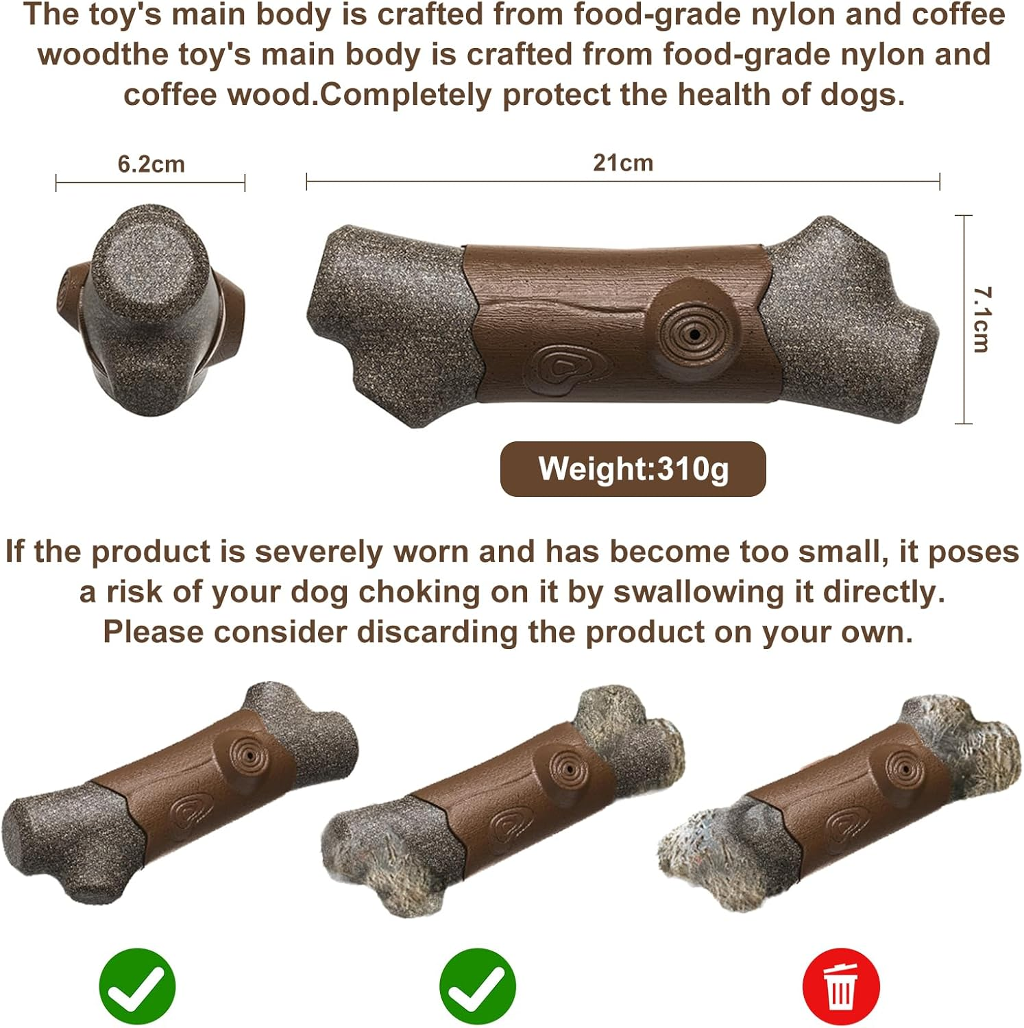 Jasonwell Dog Chew Toys for Large Medium Breed Aggressive Chewer Durable Dog Chew Toys Squeaky Dog Birthday Toy Dog Toothbrush Interactive Tough Nylon Indestructible Dog Toy for Large Dogs image number 5