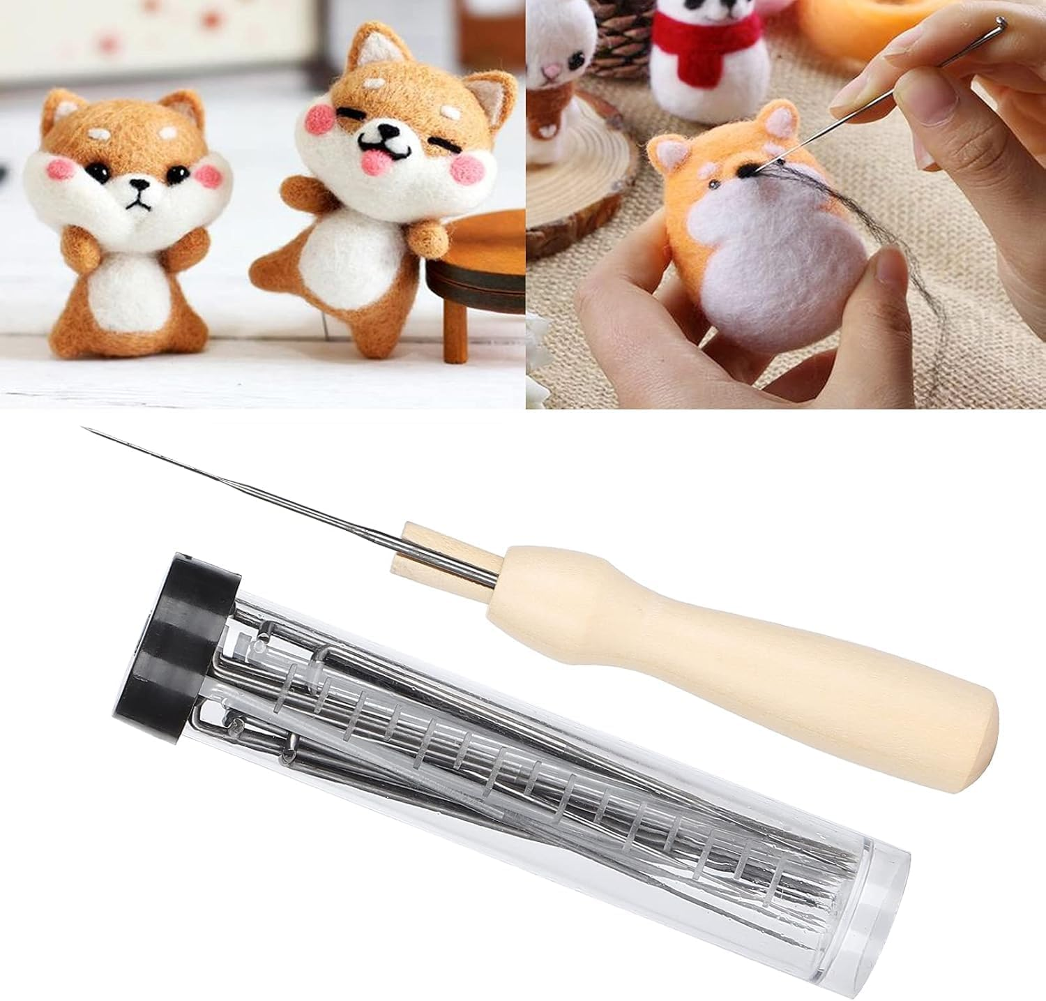 WADY Needle Felting Kit, Felting Needles Felting Tool Set 9Cm / 8.6Cm / 7.9Cm DIY Wool PIN with Storage Bottle for Making Felt Patterns for DIY and Craft (31PCS)
