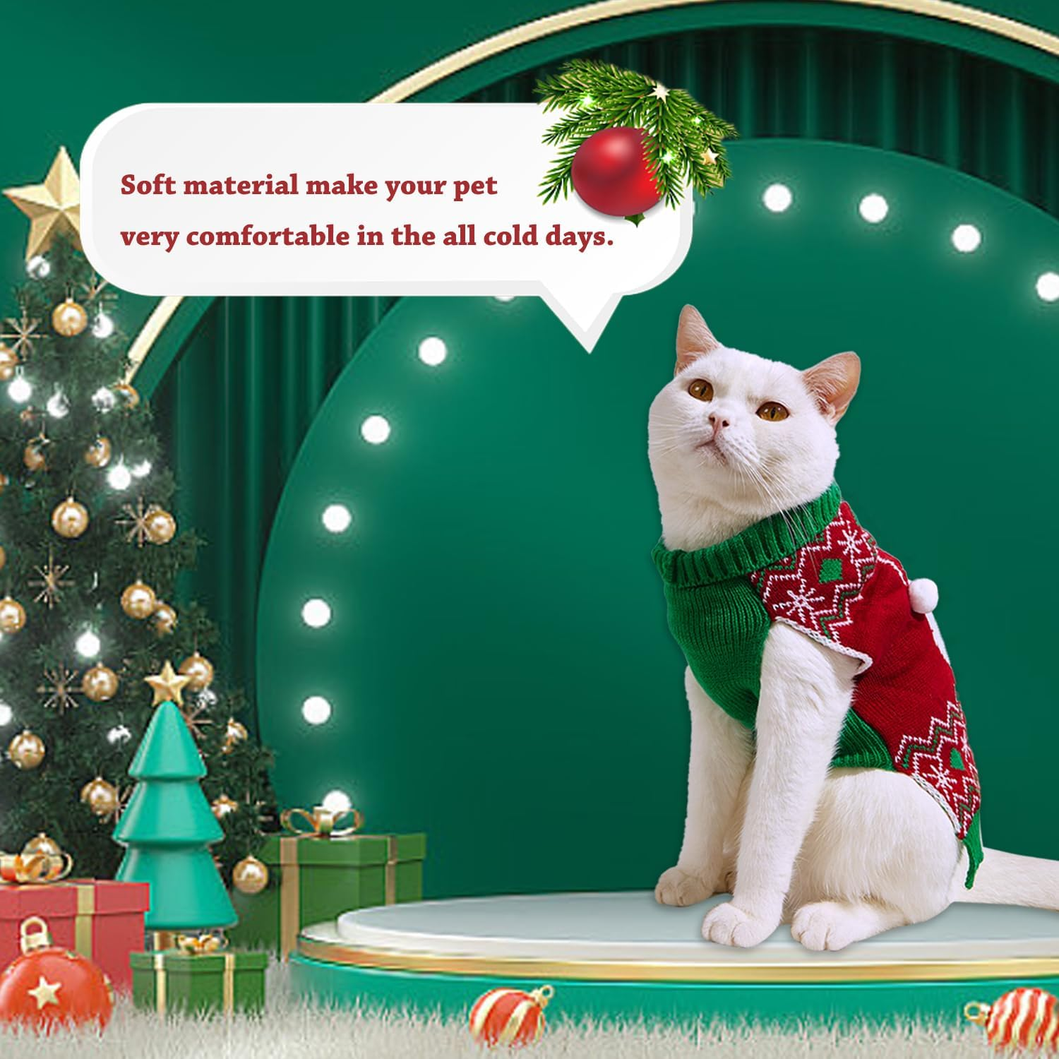 Pet Christmas Jumper, Christmas Jumper, Small Dogs, Christmas Dog Jumper with Snowman Motif, Thickening, Cute and Charming for Everyday Use When Travel, Red (XS) image number 1