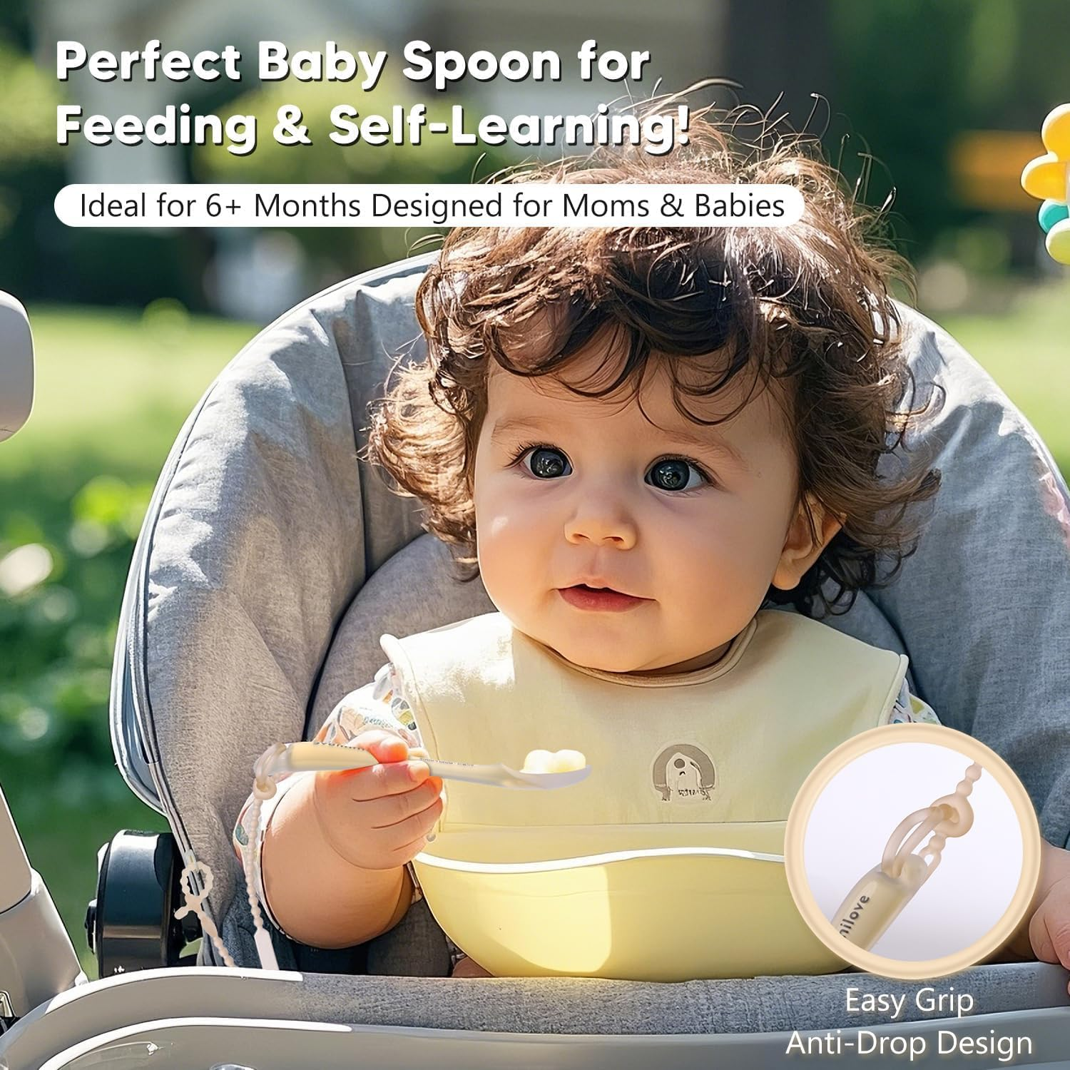 Silicone Baby First Spoon Set, Self Feeding 6 Months, Baby Led Weaning Supplies, Toddler Utensils with Safety Chain, Toddler Essentials, Dishwasher Safe Baby Safety Products image number 5