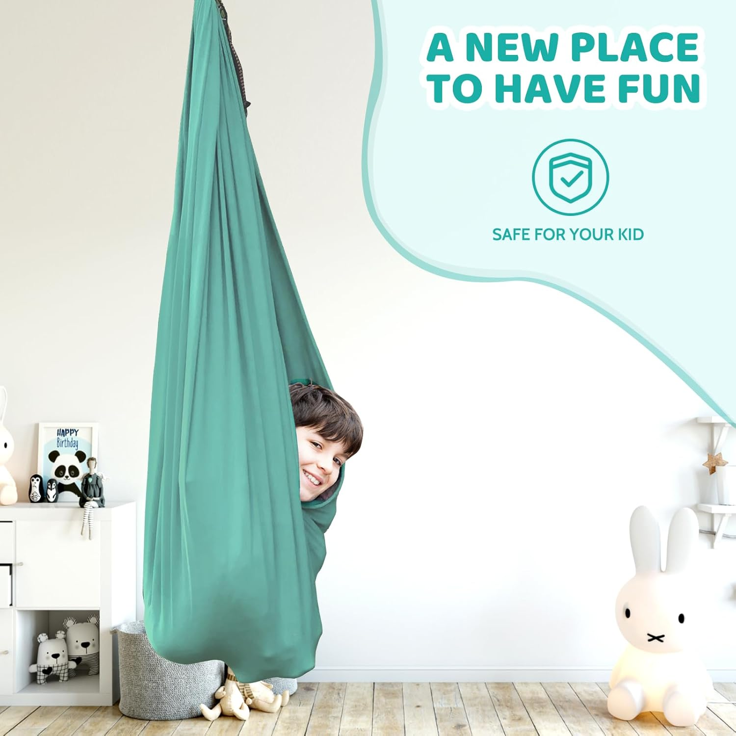 TOPARCHERY Indoor Therapy Swing W/More Special Needs, Cuddle Hammock Ideal for Autism, ADHD, Aspergers and Sensory Integration Snuggle Swing Hammocks (Green) image number 1