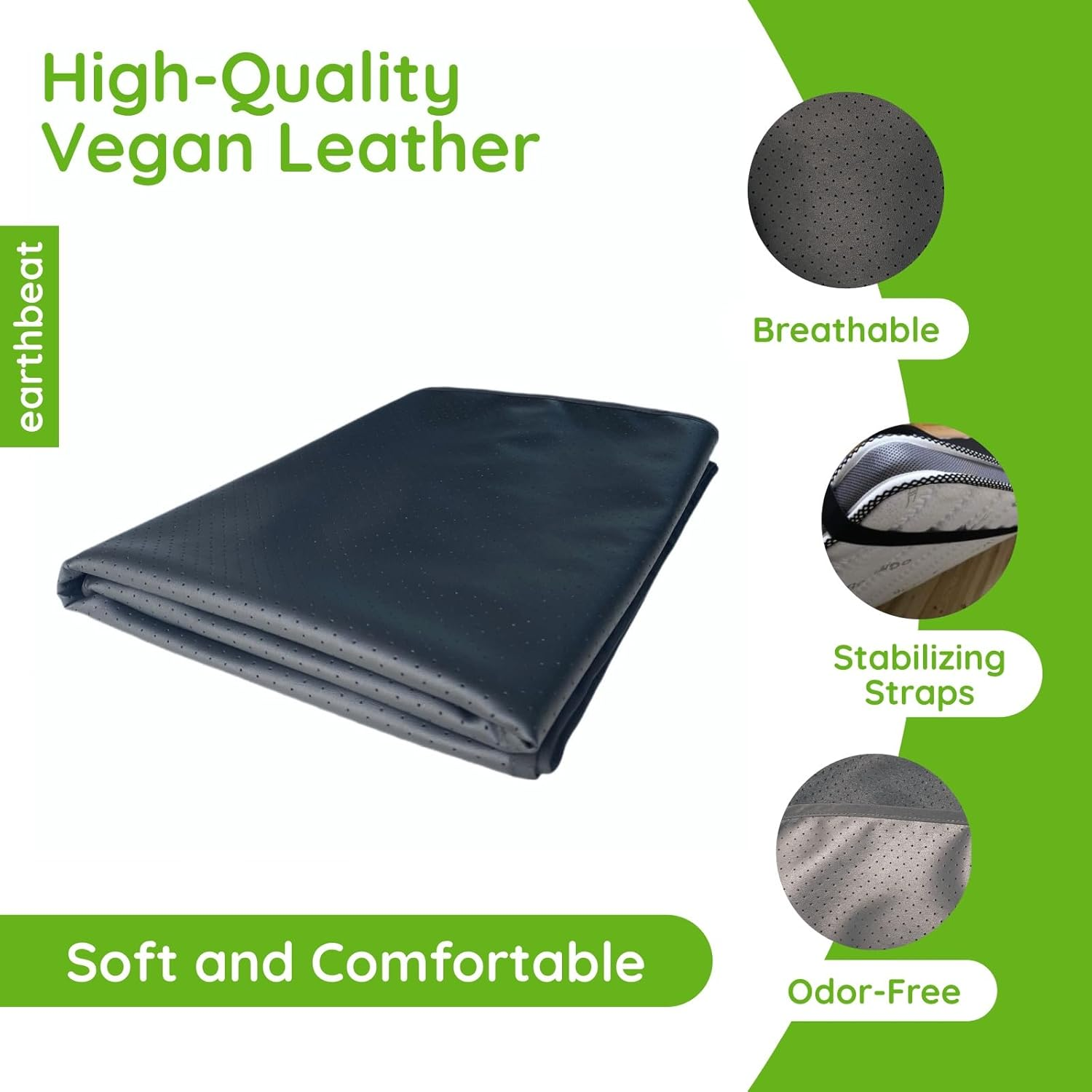 Earthbeat Classic Earthing Bed Mat. Aus Adapter Included. Free Grounding Tester Kit. Natural Therapy for Sleep Quality, Inflammation, Pain Relief and Wellness. Conductive Soft Vegan Leather. 68X180Cm. image number 2