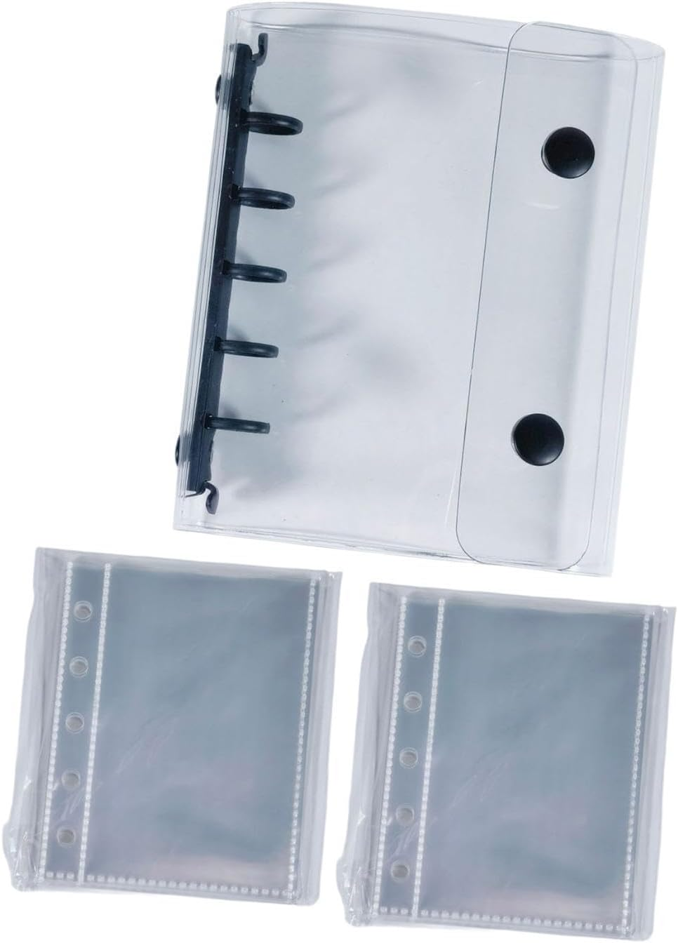 Binder Covers Notebook Transparent 5 Holes Closure Loose Leaf Folder with Binder Inner Paper for Valentines Graduation Travel, Blue