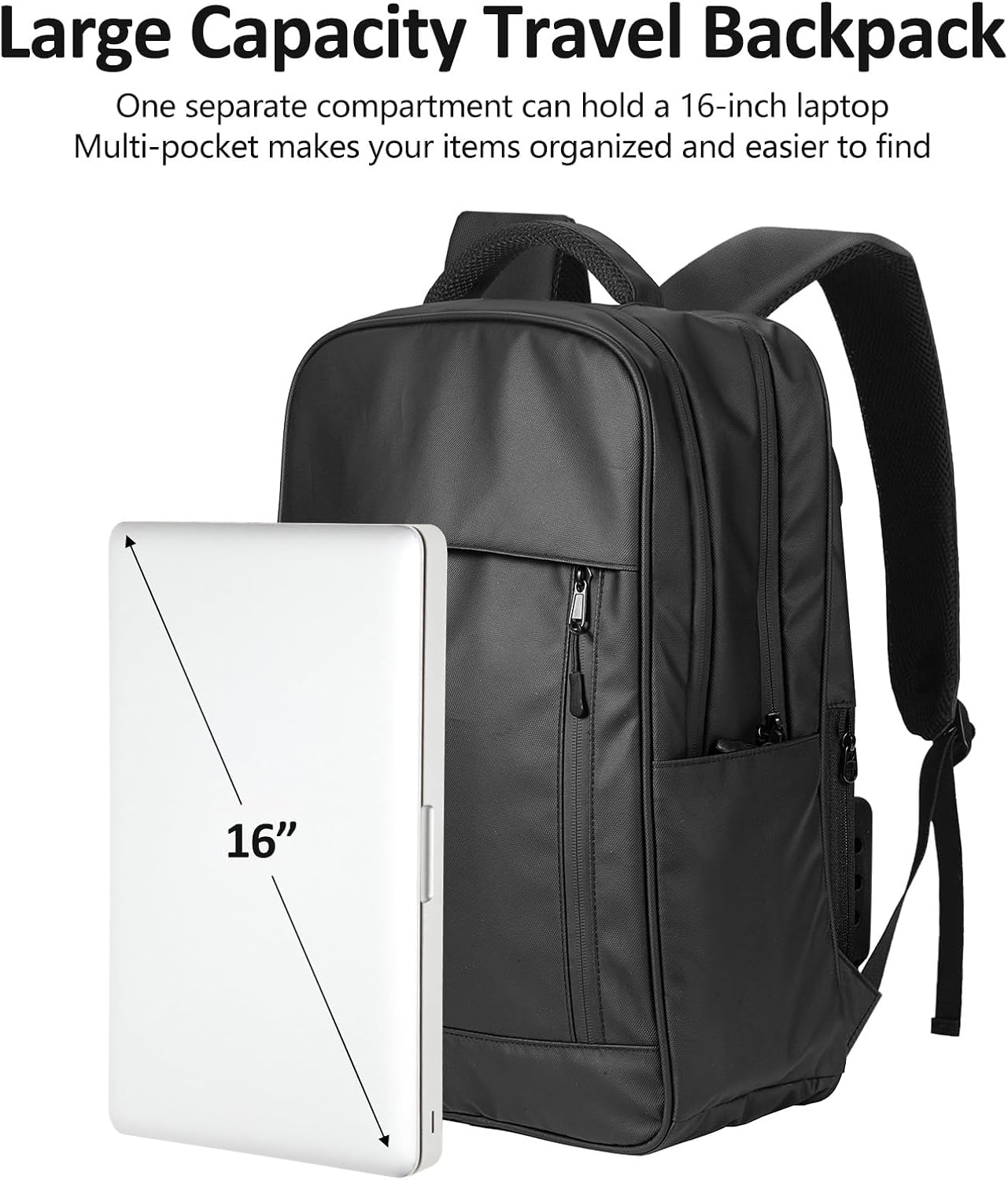 Two Shoulder Bag, Travel Backpack with Cooling Fan 3 Levels of Wind Waterproof Sport Daypack with USB Port Casual Laptop Backpack for Trip School Office image number 3