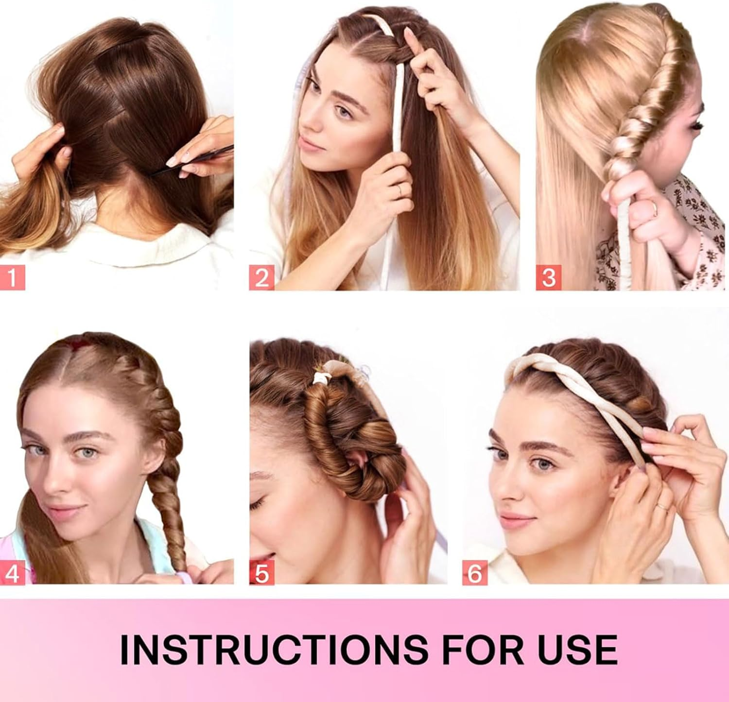 Ruzister Heaterless Small Curling Rods Headband, No Heat Curls for Sleeping, No Hot Thin Curls Headband for Long Hair and Short Hair, Beige image number 5