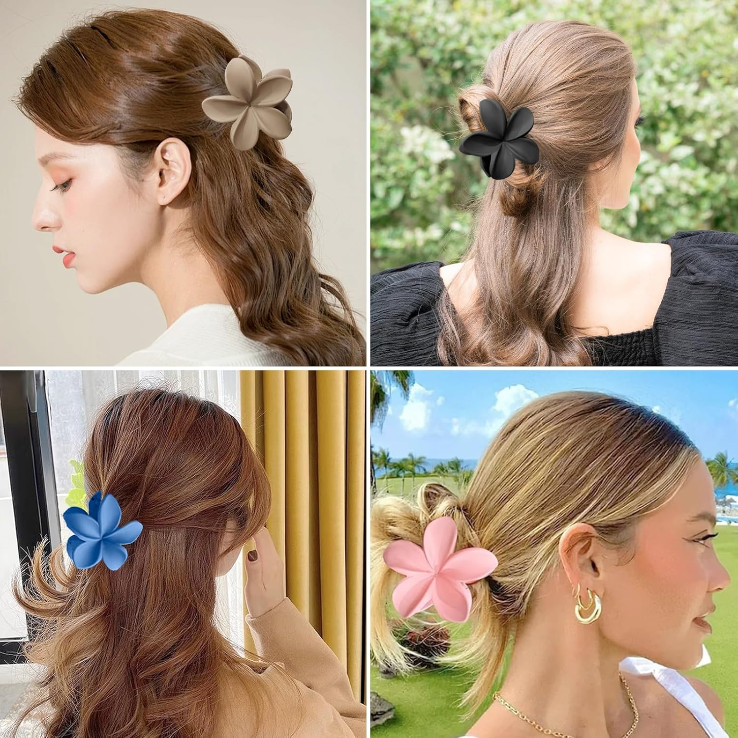 6 Pieces Flower Hair Clips Women'S Claw, Plastic Non-Slip Hair Clips for Girls, Flower Hair Clips, Hair Accessories for Girls image number 2