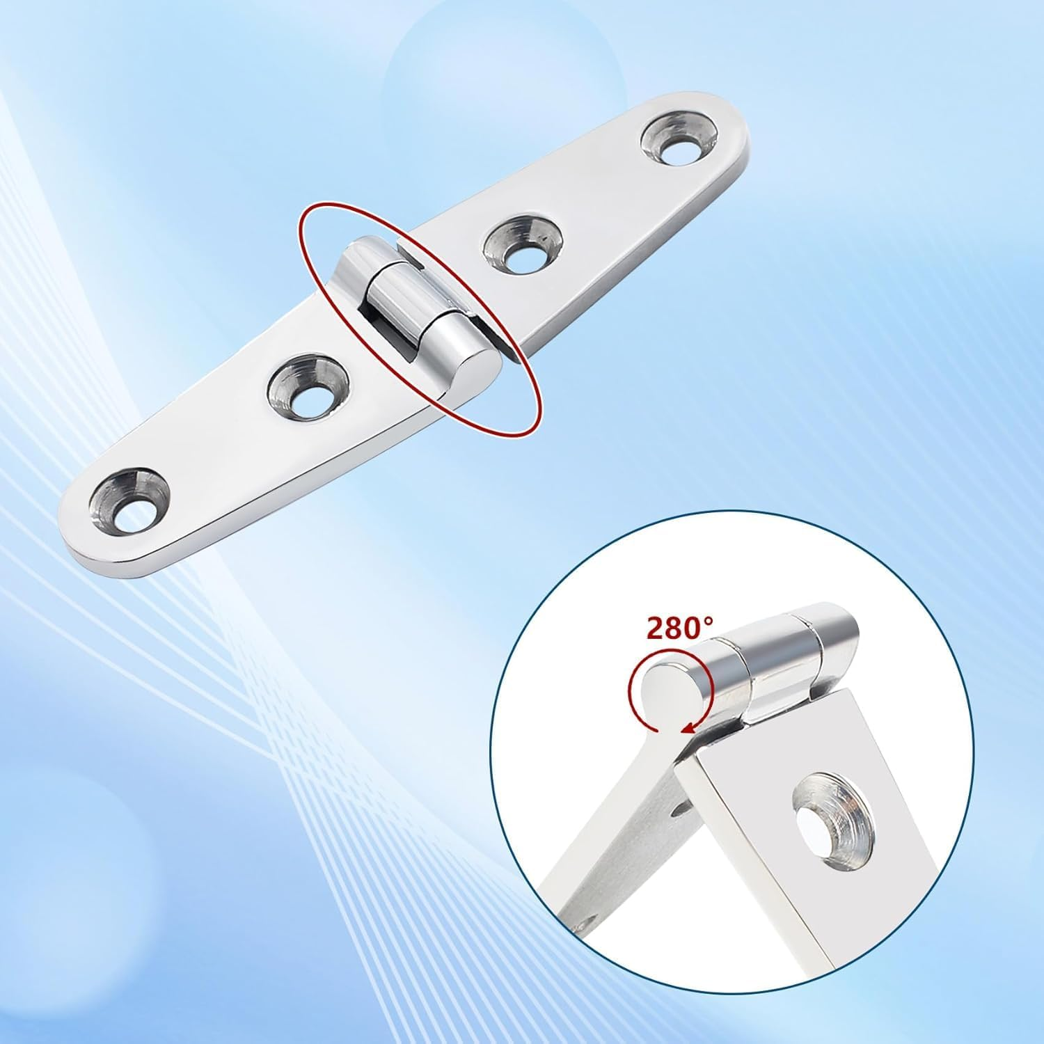 Ariv Hommey Marine Grade Boat Hinge 2 Pieces, 103 X 27MM 316 Stainless Steel Boat Casting Cabin Door Hatch Hinge, Door Hatch Stainless Steel Hinge Mount for Lids, Compartments and Doors image number 6