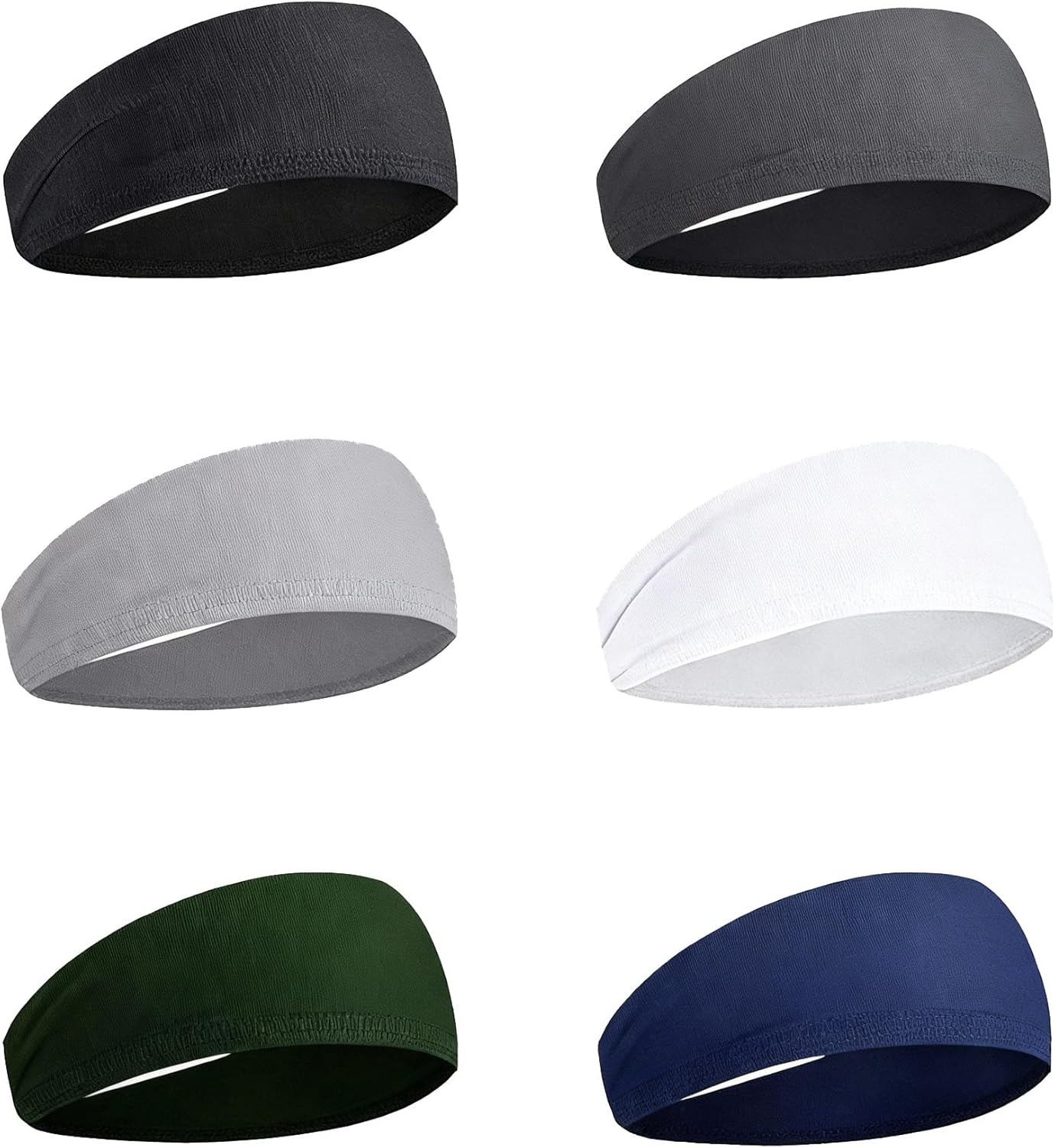 6 Pcs Non-Slip Athletic Headbands for Men and Women - Lightweight Yoga Sports Sweatbands, Elastic Hair Bands for Working Out, Running, and Exercise