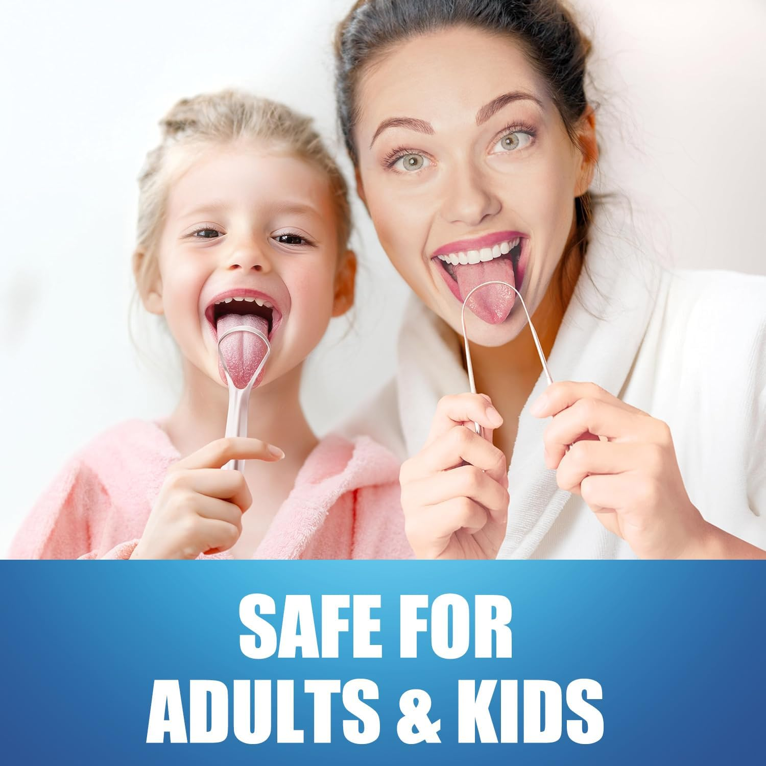 Tongue Scraper (2-Pack), Cure Bad Breath (Medical Grade), Stainless Steel Tongue Cleaners, 100% BPA Free Metal Tongue Scrapers for Fresher Breath in Seconds image number 6