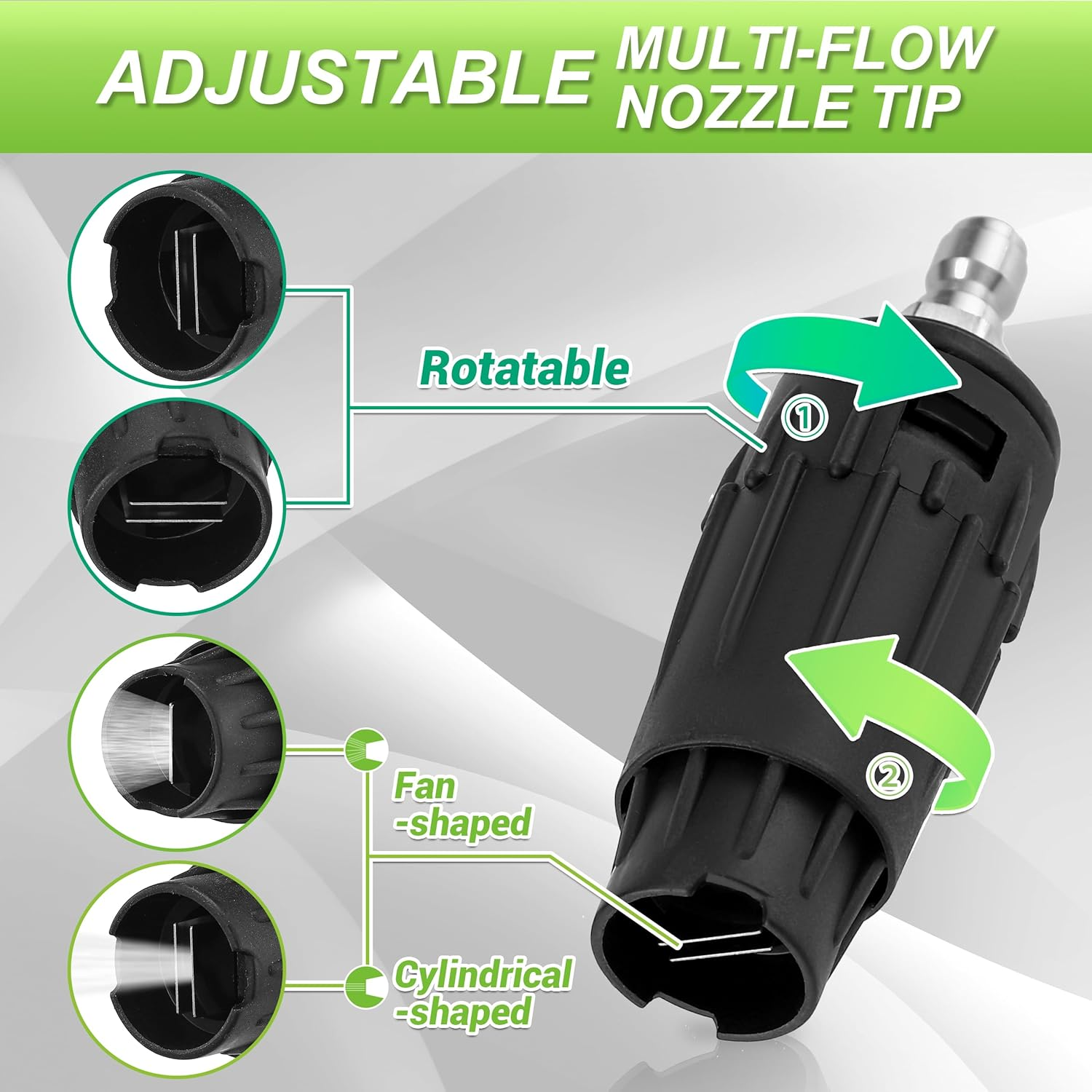 JOEJET Pressure Washer Tips, Adjustable Pressure Washer Nozzle with 5 Spray Nozzle Tips, 1/4 Inch Quick Connect, 3000 PSI image number 6