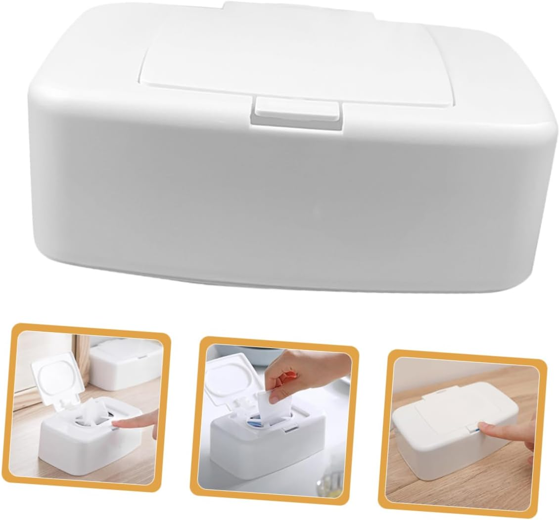Generic 4Pcs Storage Box Dispenser Washable Car Cleaning Controller Portable Constant USB Heater Wipes Container Refillable Thermostat Reusable Wipes Holder Pp White image number 3